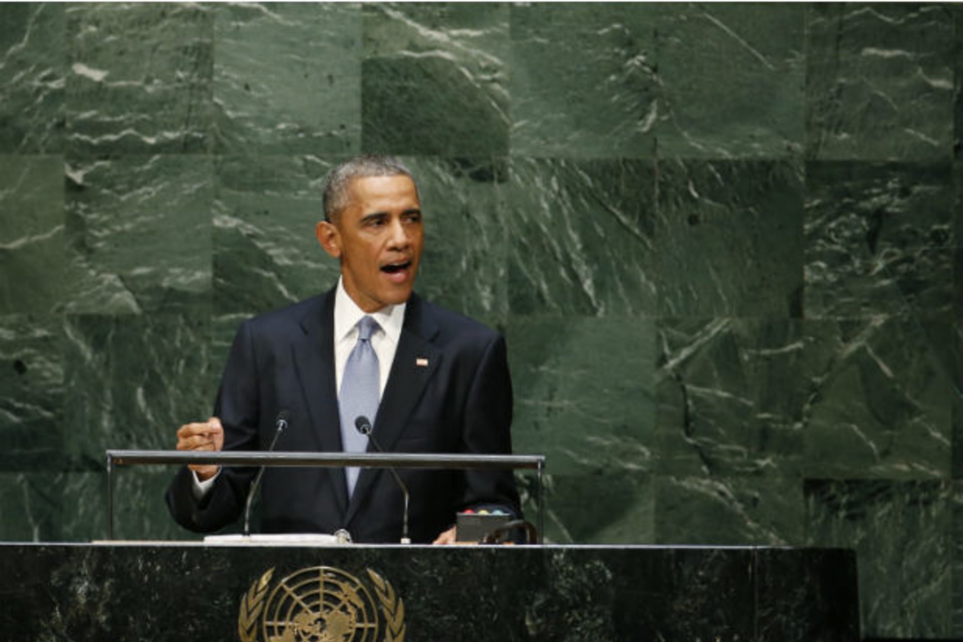 <p>U.S. President Barack Obama addresses the sixty-ninth United Nations General Assembly in New York on September 24, 2014.</p>
