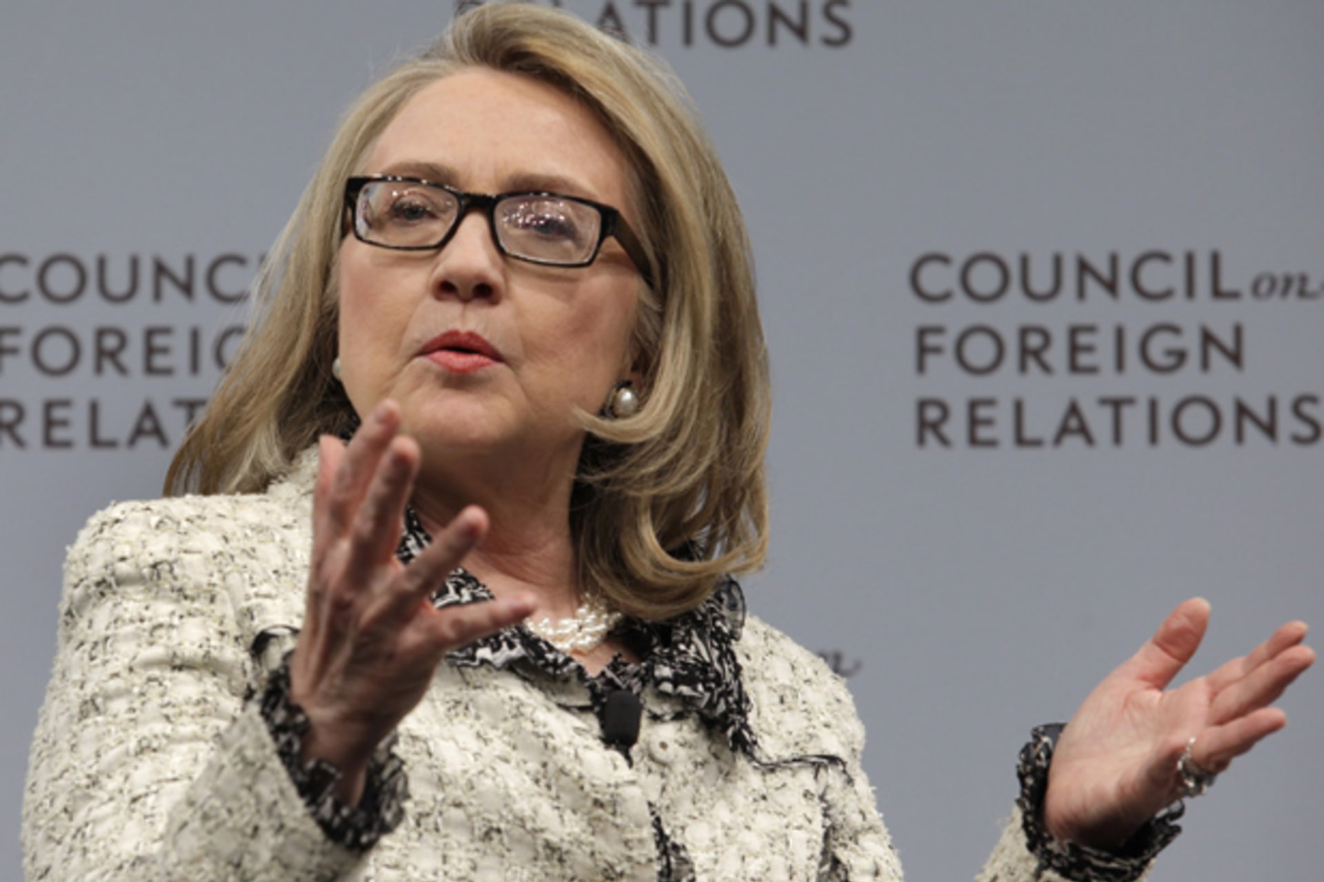 U.S. Secretary of State Hillary Clinton answers questions from the audience at the Council on Foreign Relations in Washington