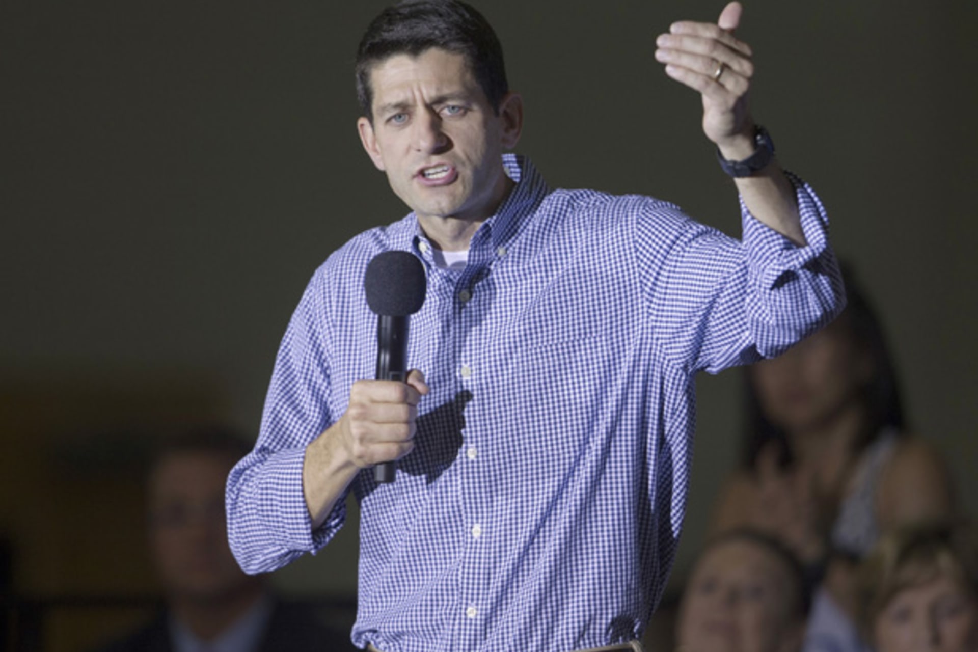 <p>Paul Ryan addresses supporters at a rally in Las Vegas. (Steve Marcus/courtesy Reuters)</p>
