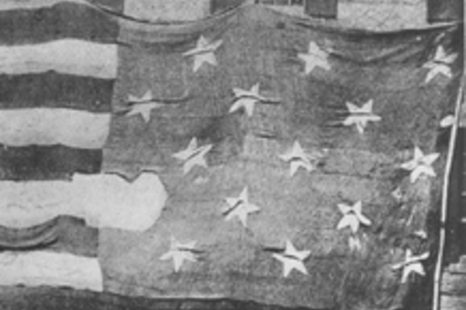<p>The first known photograph of the Star Spangled Banner hung in the Boston Navy Yard on June 21, 1873 (Ho New/courtesy Reuters)</p>
