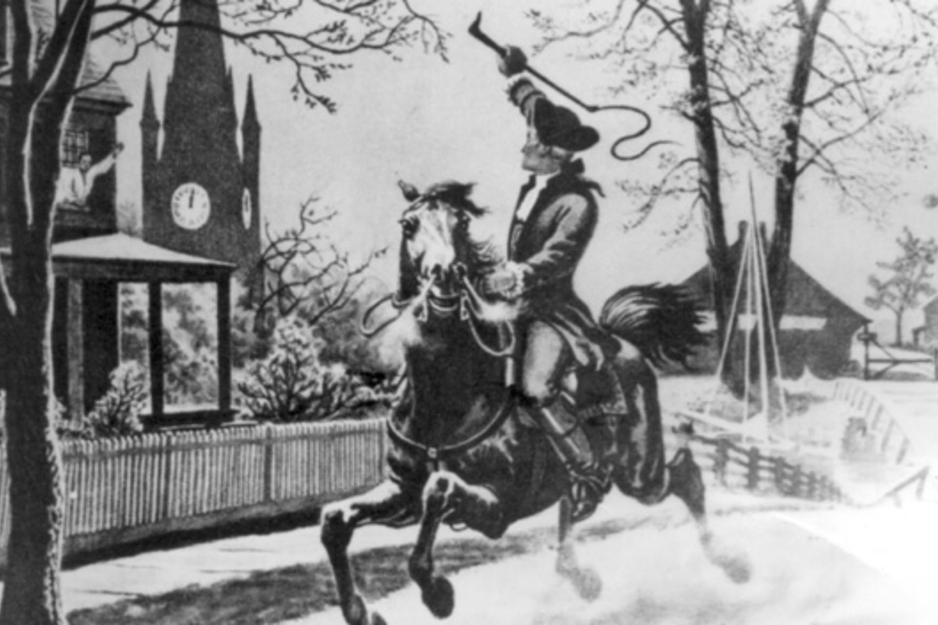 <p>Paul Revere rides toward Concord on April 18, 1775. (Courtesy the National Archives)</p>
