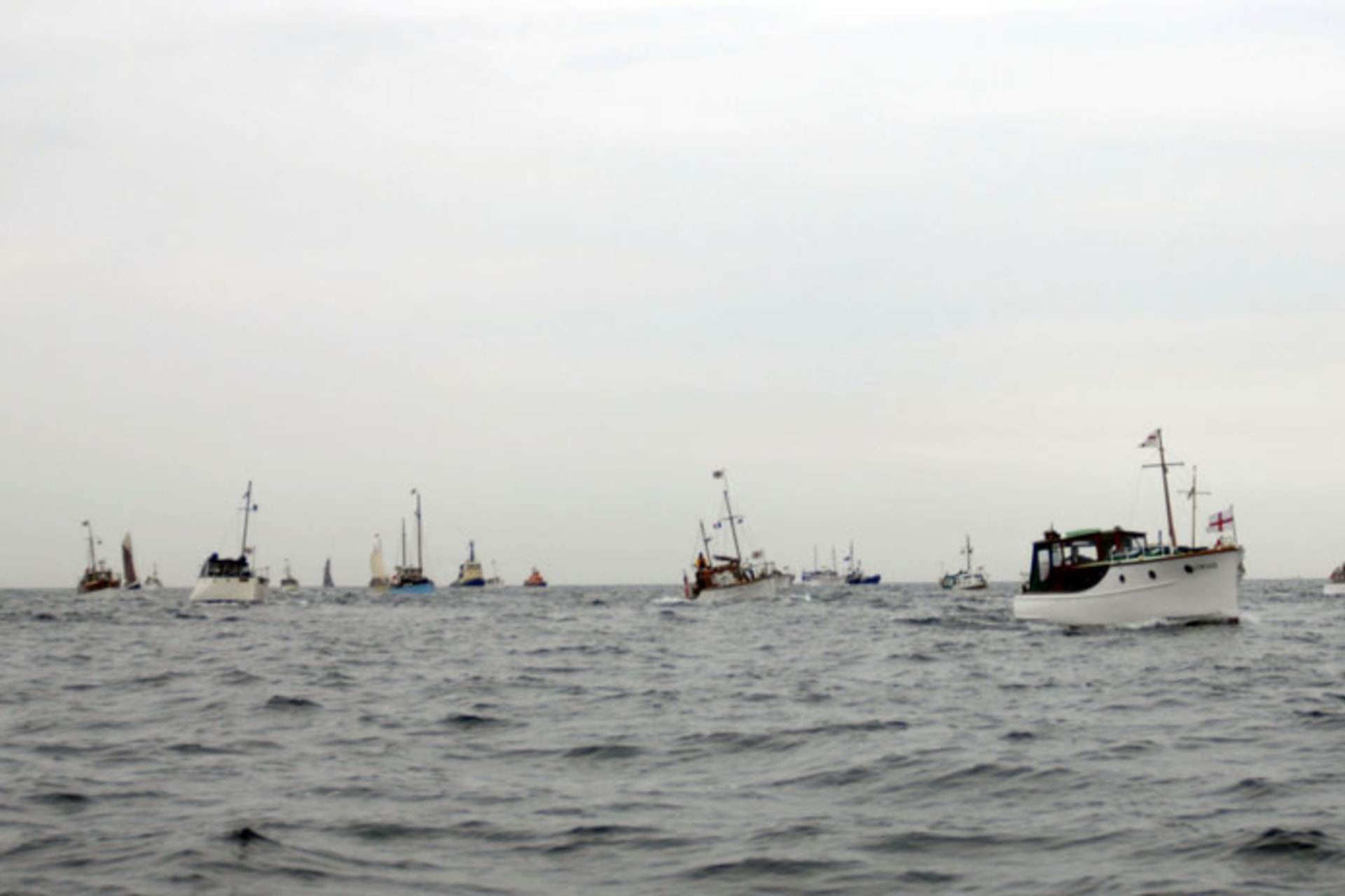 <p>A flotilla of “Little Ships” sails from Britain to Dunkirk to celebrate the seventieth anniversary of the Dunkirk evacuation (Dean Nixon/MOD/Crown Copyright/Courtesy Reuters).</p>
