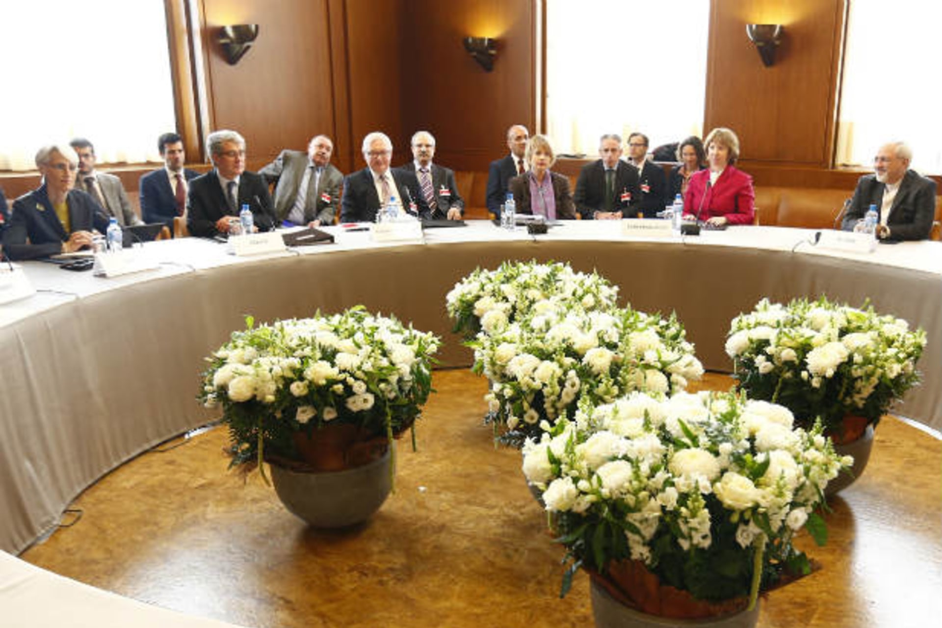 <p>Iranian and international negotiators in Geneva November 7, 2013 (Balibouse/Courtesy Reuters).</p>
