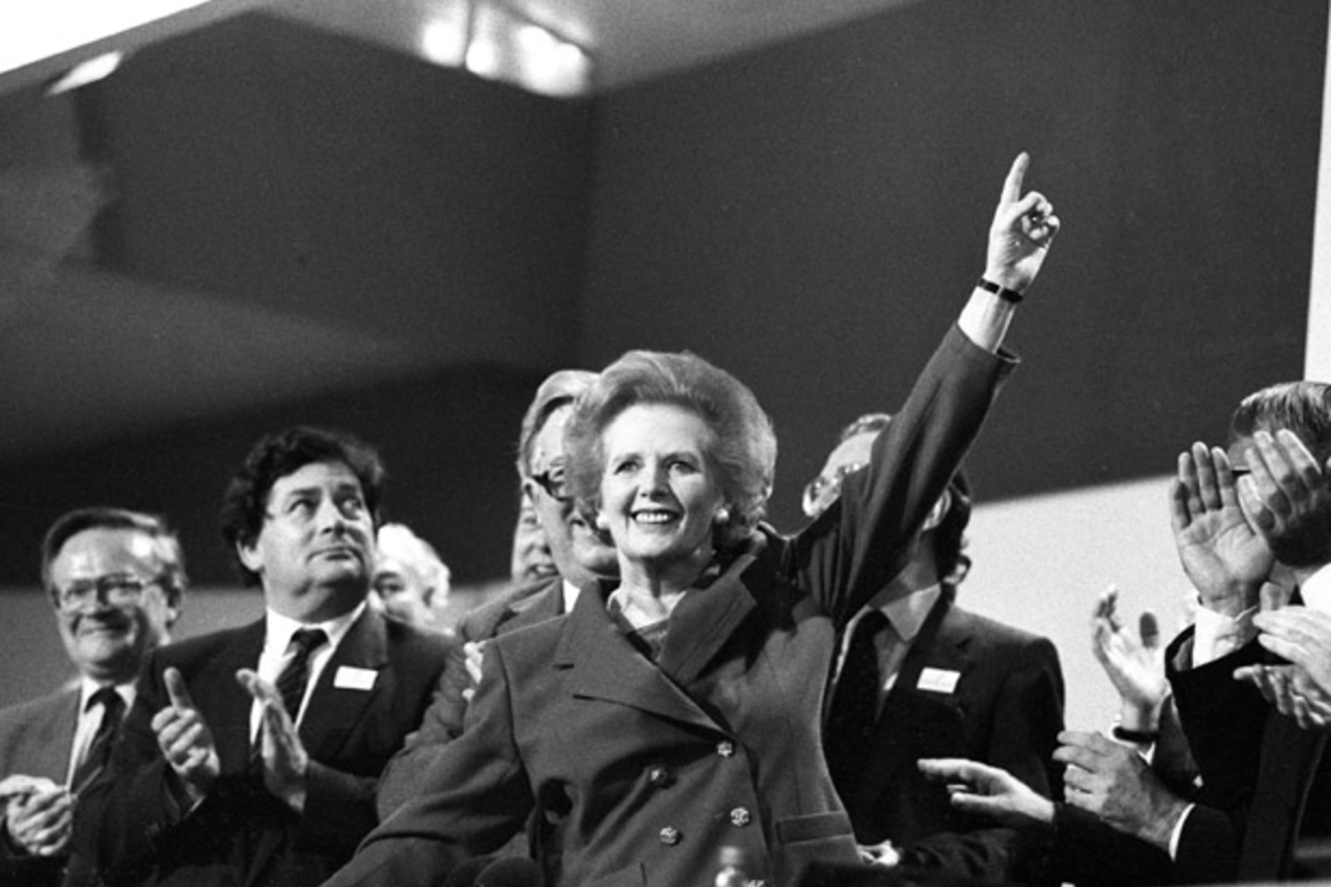 <p>British prime minister Margaret Thatcher receives a standing ovation at the Conservative Party Conference in 1989 (Stringer/UK/Courtesy Reuters).</p>