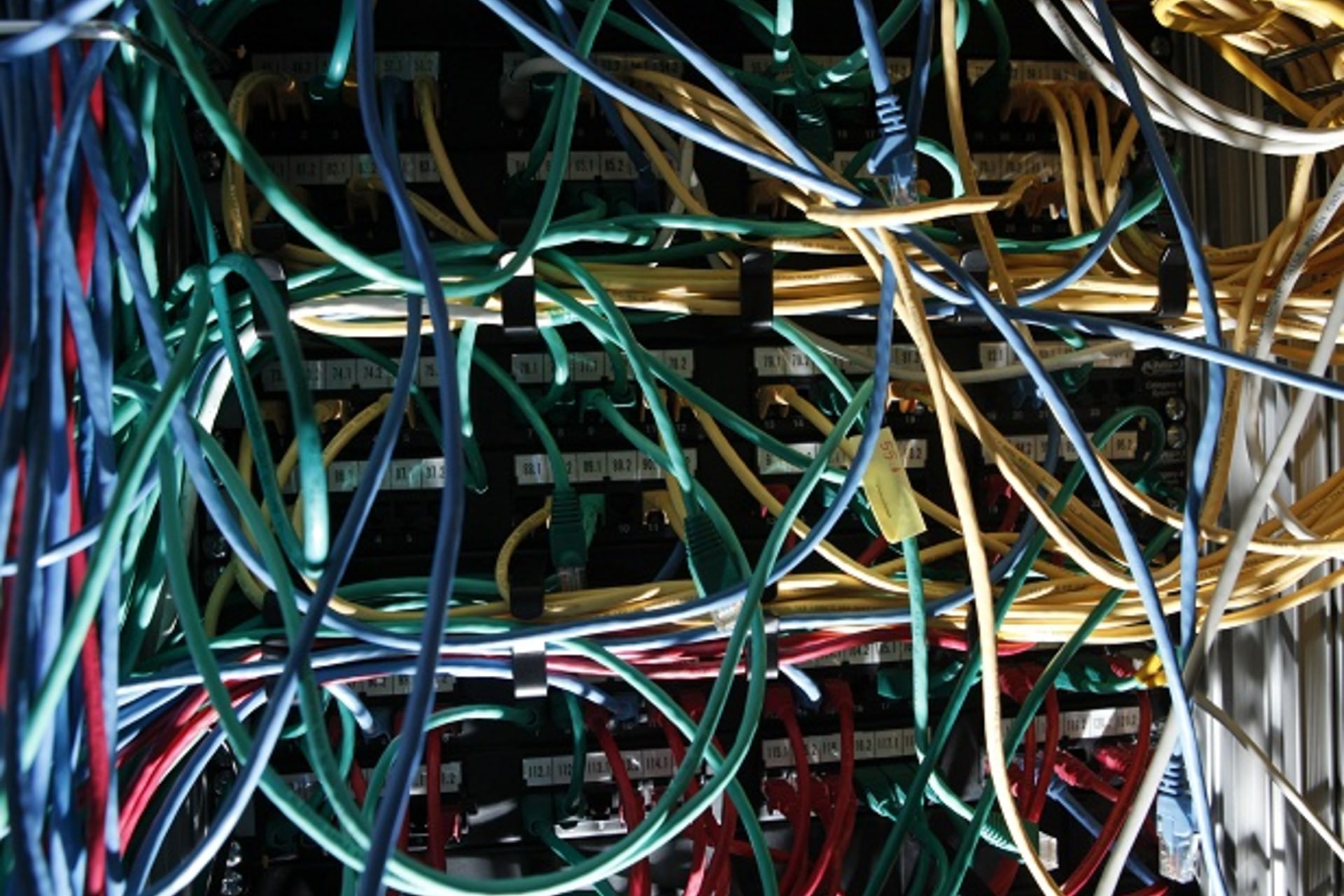 Internet cables are seen at a server room in this picture illustration taken in Warsaw