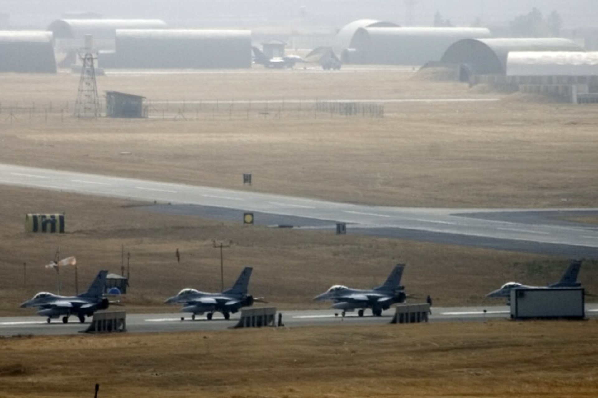 <p>Turkish F-16 jets prepare to take off from a military airbase on the southeastern border near Iraq (Osman Orsal/Courtesy Reuters).</p>
