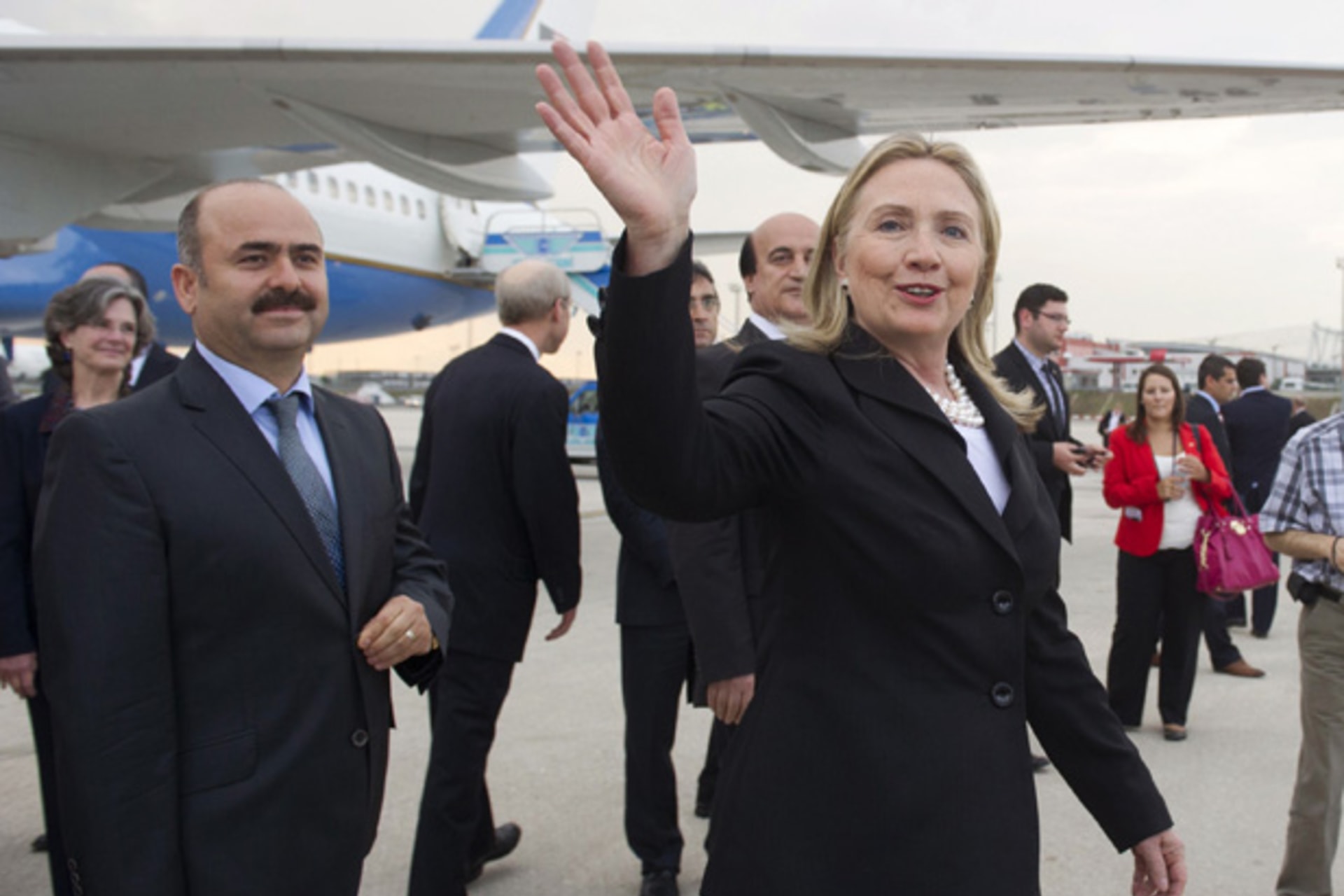 <p>Hillary Clinton arrives in Istanbul in June for a “Friends of Syria” meeting. (Saul Loeb/courtesy Reuters)</p>

