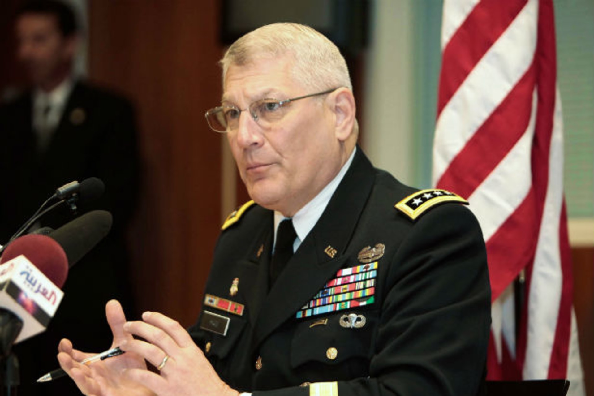 General Carter F. Ham, commander of the U.S. military's Africa Command, speaks during a news conference at the U.S. Embassy in Algiers June 1, 2011.