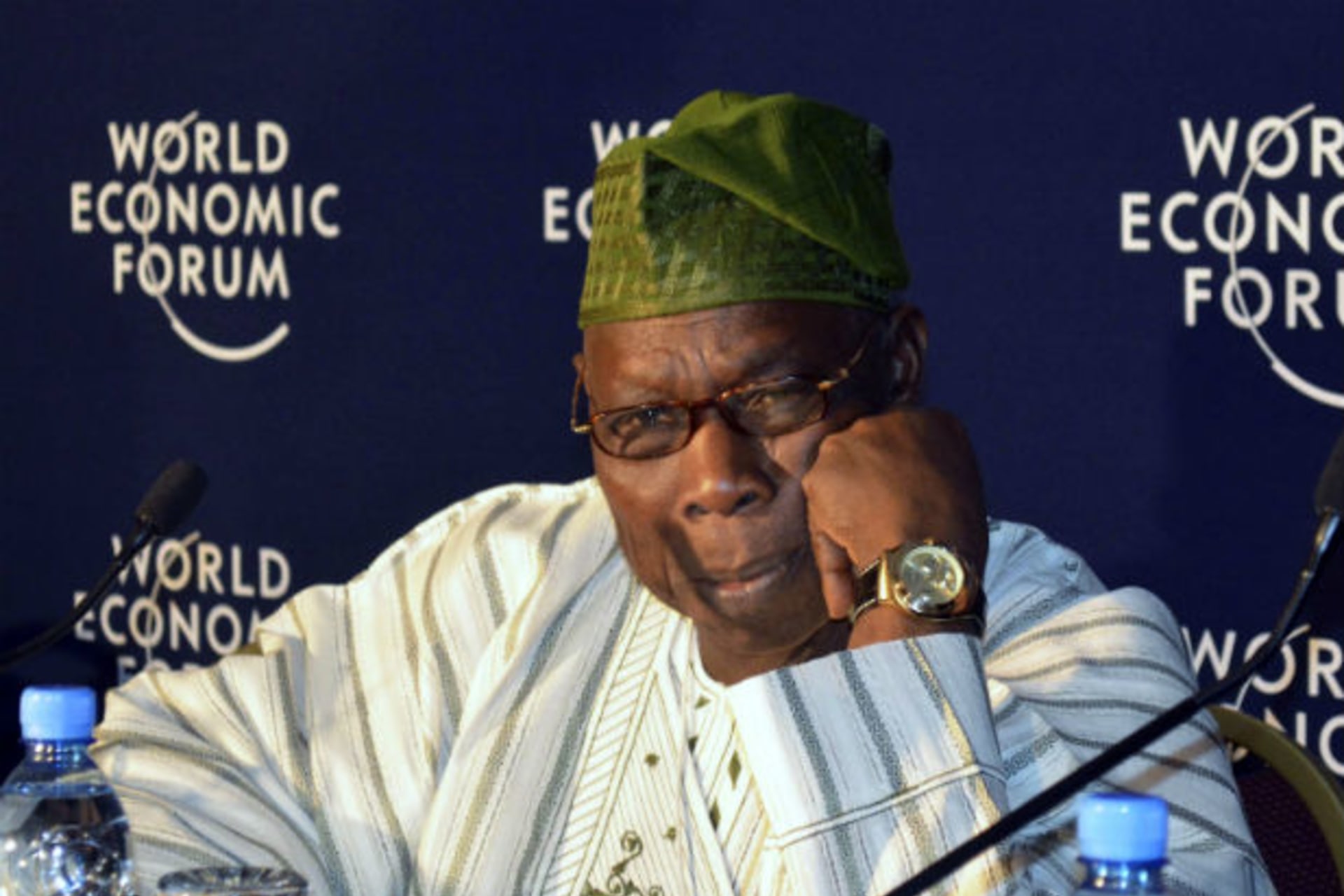 Former Nigerian President Olusegun Obasanjo attends a World Economic Forum on Africa session in Ethiopia's capital Addis Ababa, May 11, 2012.