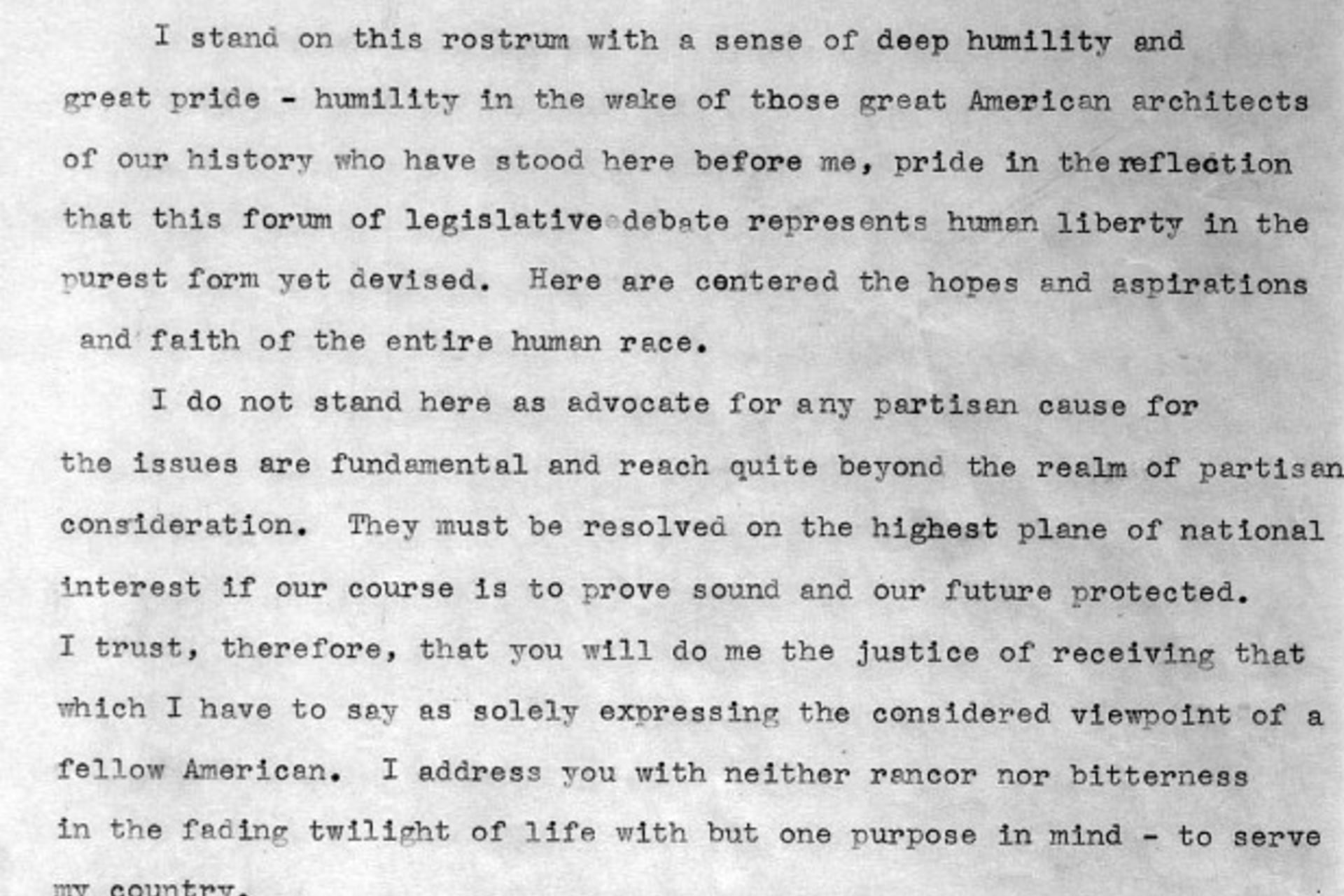 <p>A copy of General Douglas MacArthur’s speech to a joint session of Congress on April 19, 1951. (Library of Congress)</p>
