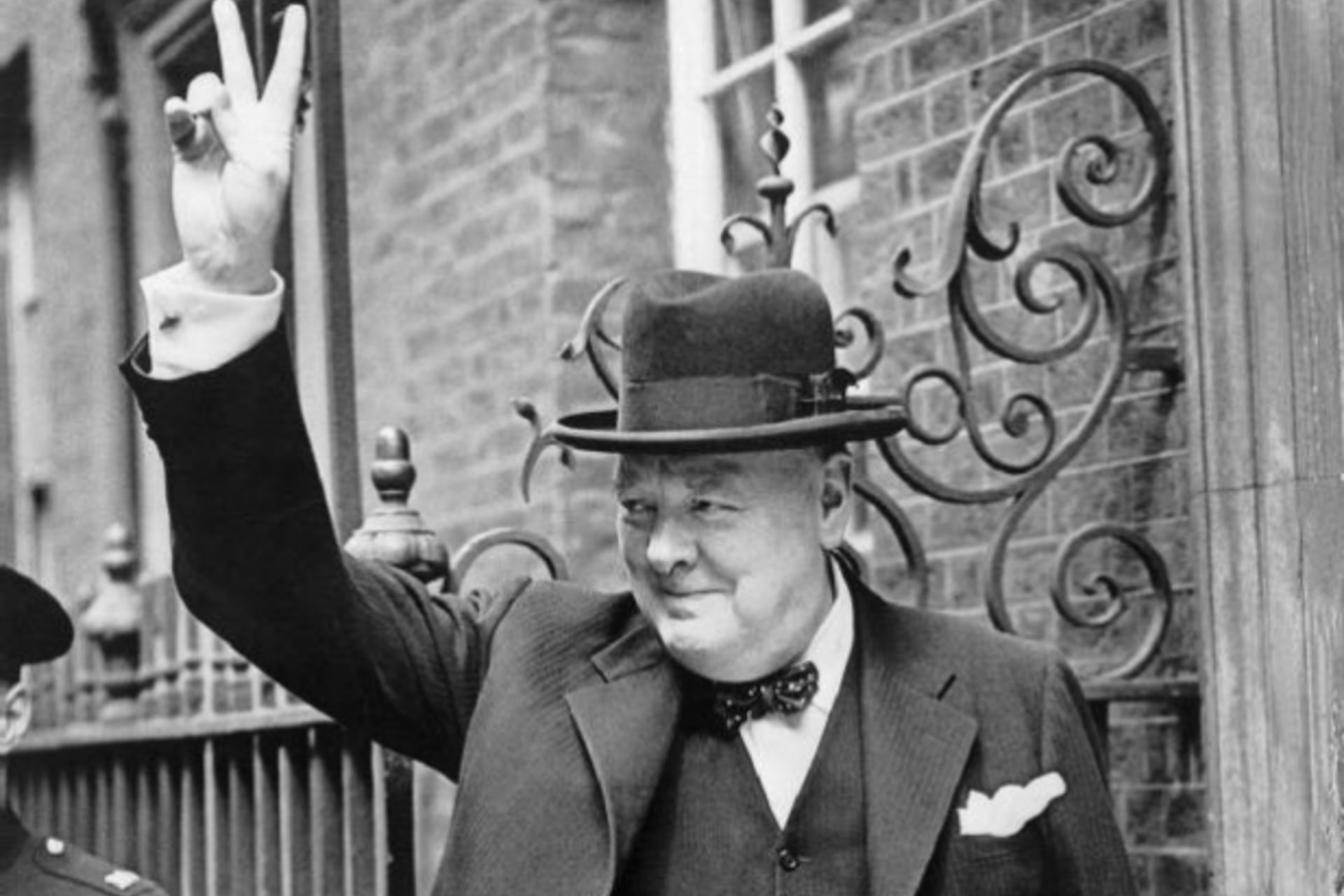 <p>Winston Churchill in Downing Street. (U.K. Ministry of Information / Imperial War Museum, London)</p>
