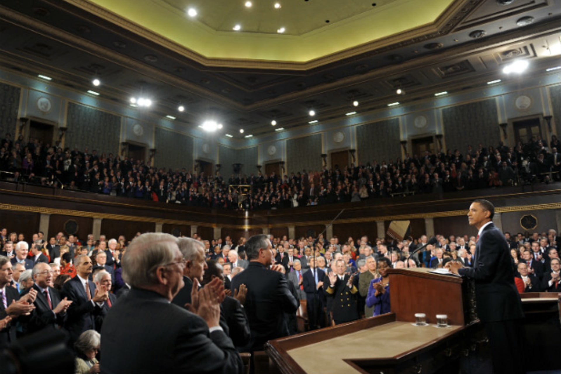 <p>President Obama prepares to deliver his first State of the Union address in 2010 (Tim Sloan/courtesy Reuters).</p>