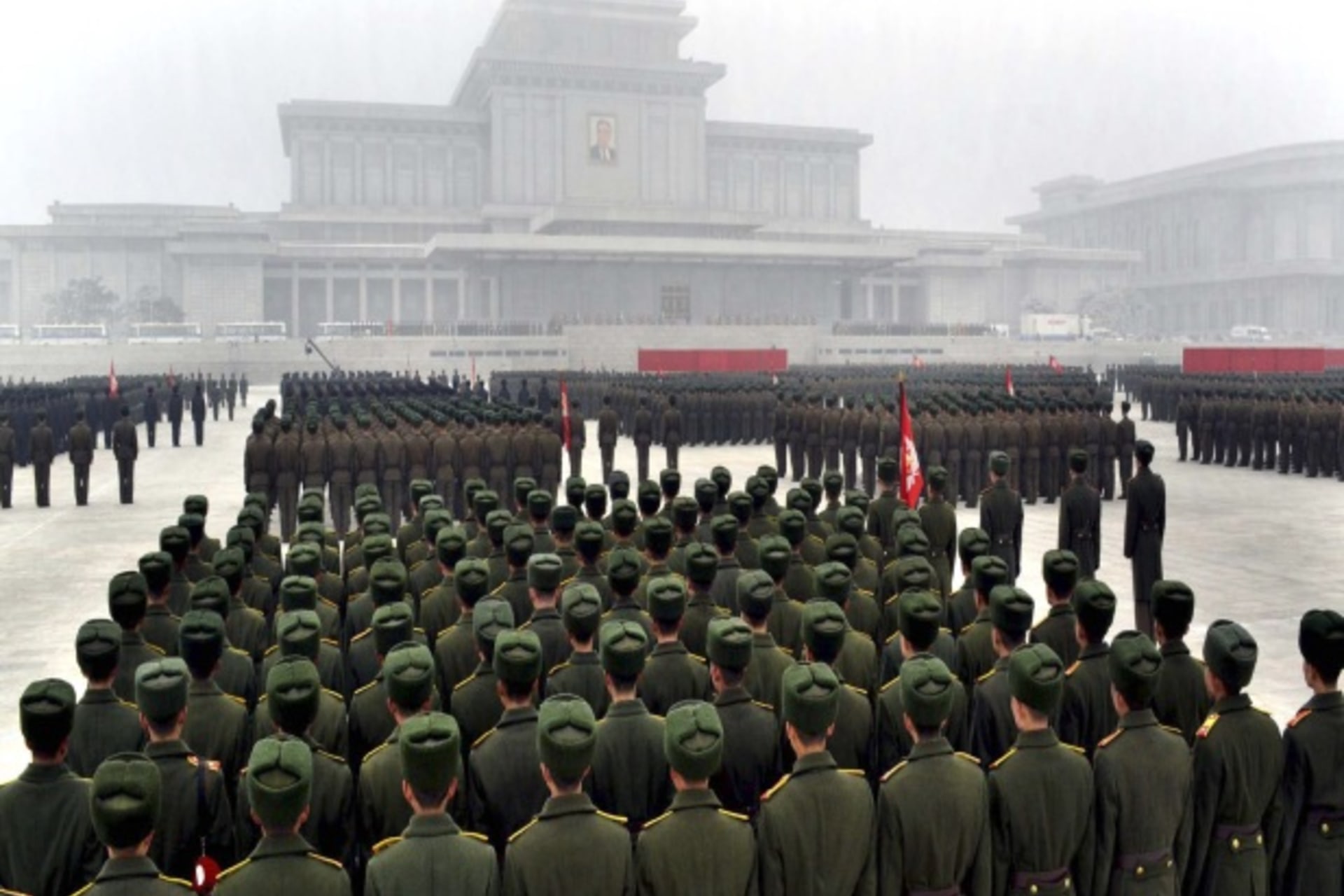 <p>Soldiers of the three services of the Korean People’s Army attend a rally at the plaza of the Kumsusan Memorial Palace in Pyongyang in January 2012 (Courtesy Reuters/KCNA KCNA).</p>
