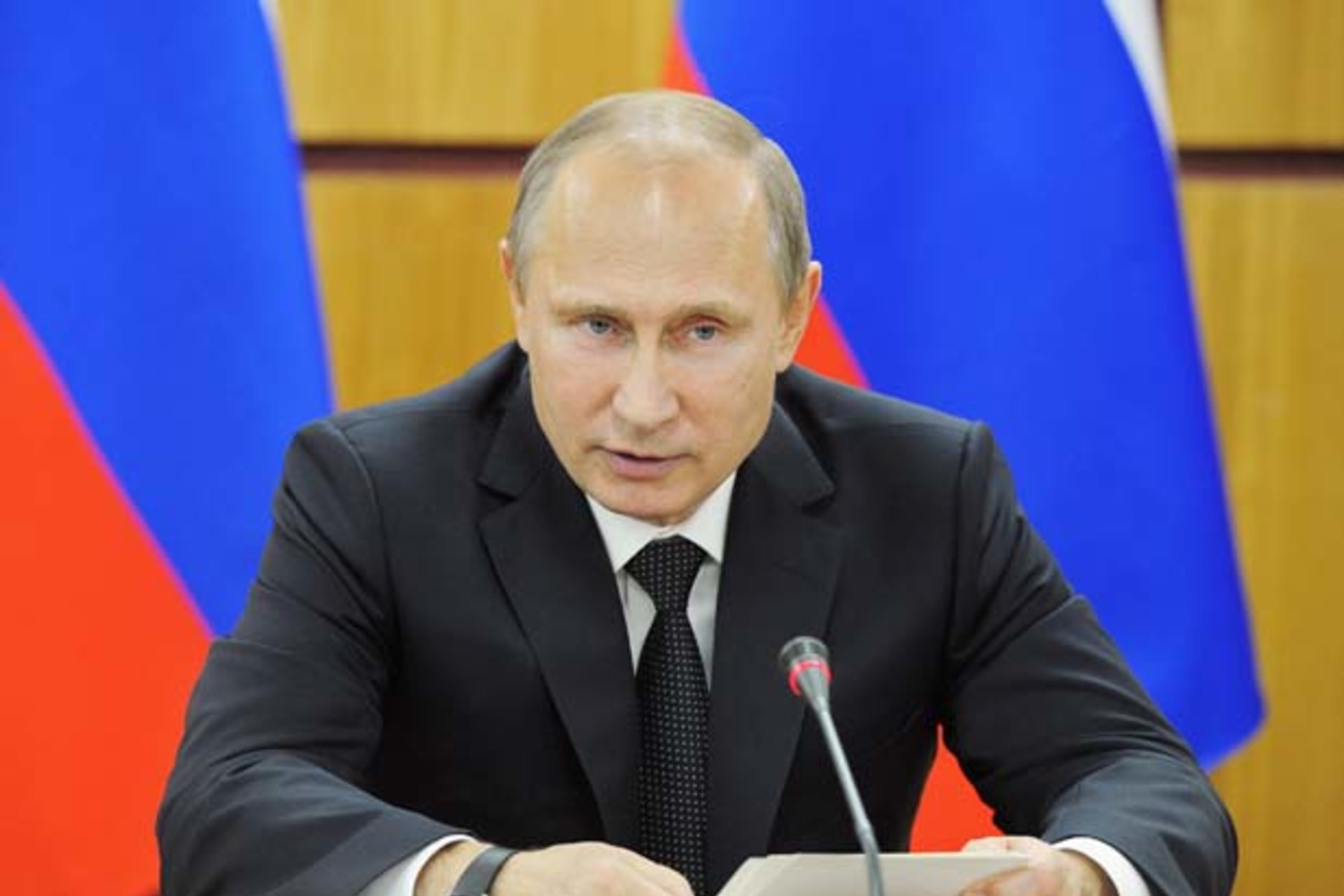 <p>Russian president Vladimir Putin chairs a meeting on arms and military equipment (Michael Klimentyev/RIA Novosti/Kremlin/Courtesy Reuters).</p>