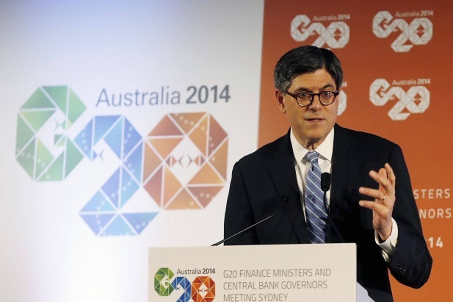 U.S. Treasury Secretary Jack Lew speaks during a news conference at the G20 Central Bank Governors and Finance Ministers annual meeting in Sydney