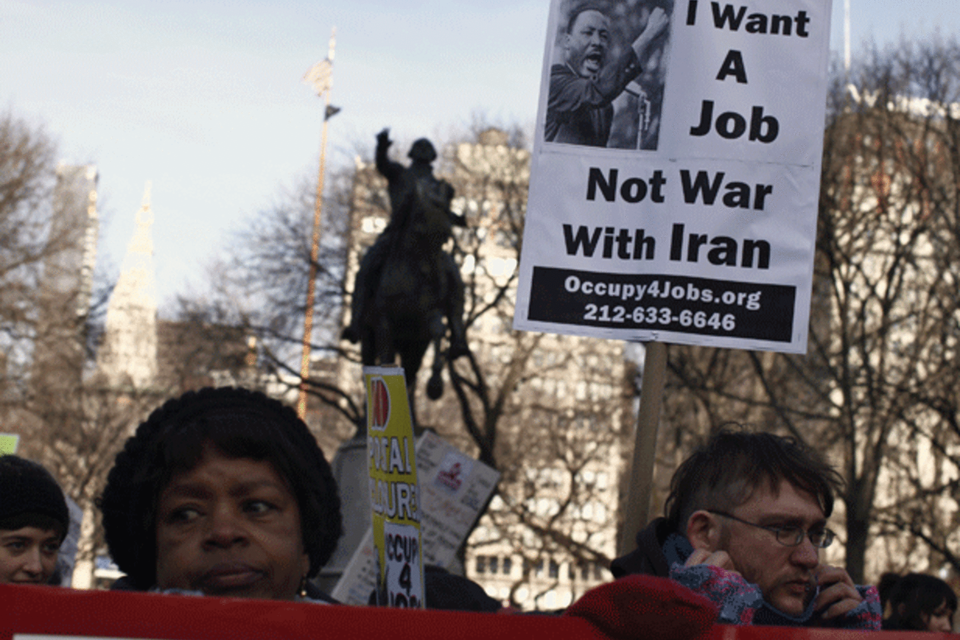 <p>Protesters take part in a rally for jobs in New York on January 16, 2012. (Eduardo Munoz/courtesy Reuters)</p>

