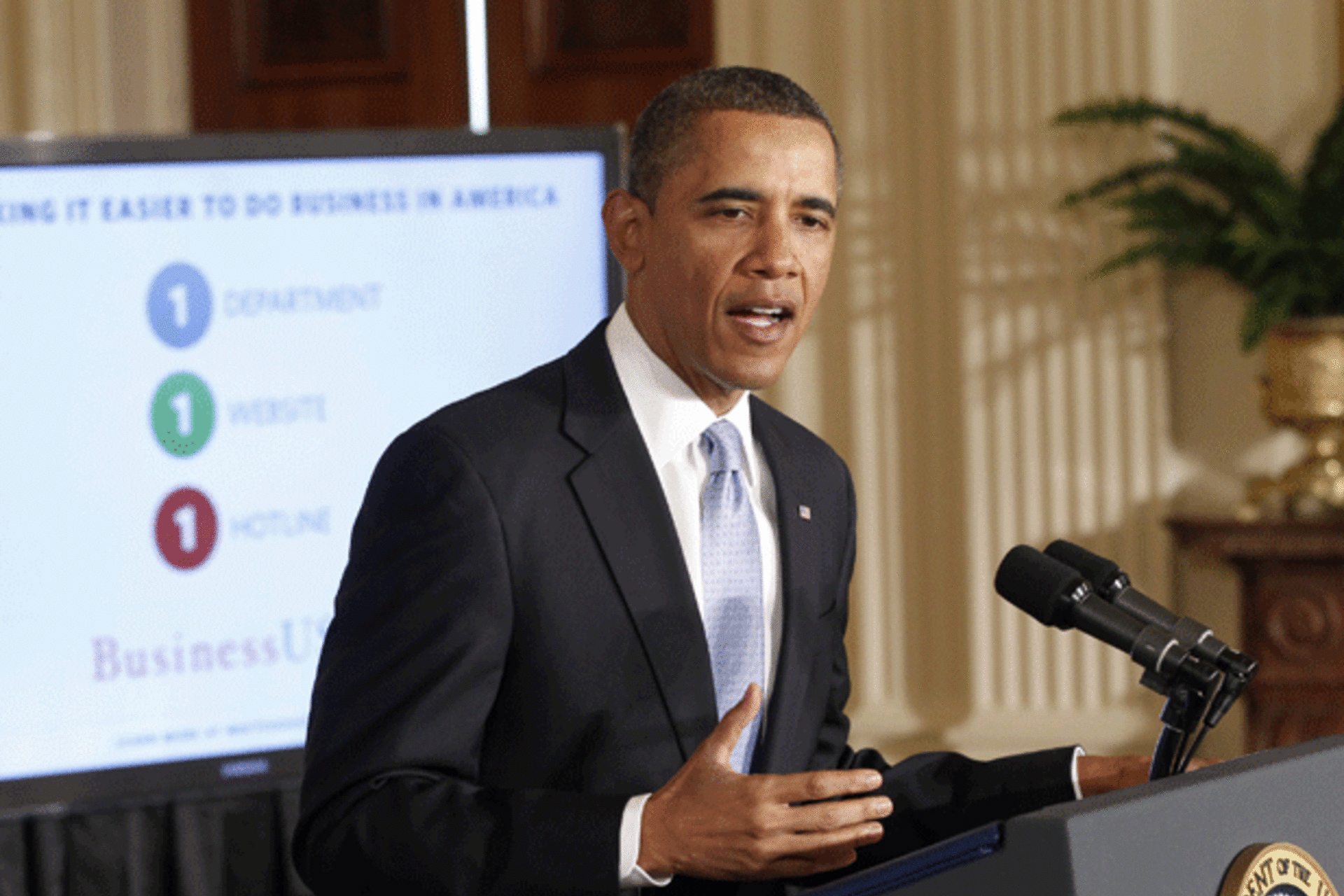 <p>President Barack Obama speaks about government reform at the White House on January 13, 2012. (Kevin Lamarque/courtesy Reuters)</p>
