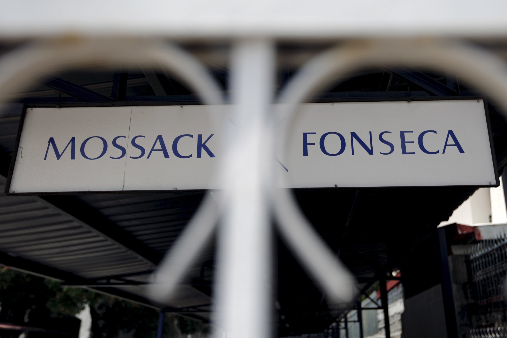 <p>Mossack Fonseca law firm sign is pictured in Panama City, April 4, 2016</p>