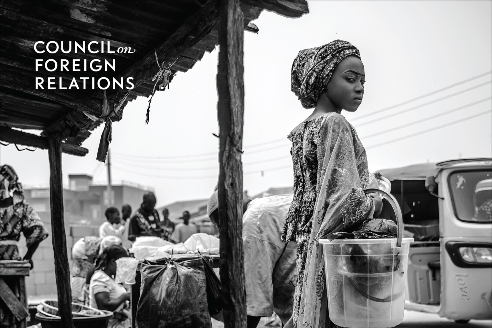 <p>A woman waits for her taxi at a market that was attacked last year by Boko Haram Islamists, in Mubi, Nigeria, on February 15, 2019, the eve of the country’s presidential election.</p>
