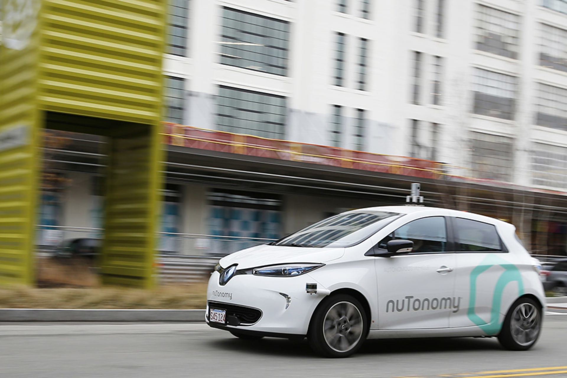 <p>NuTonomy’s driverless car, the first to launch in Boston, takes a spin around Drydock Avenue in South Boston, on January 4, 2017. </p>