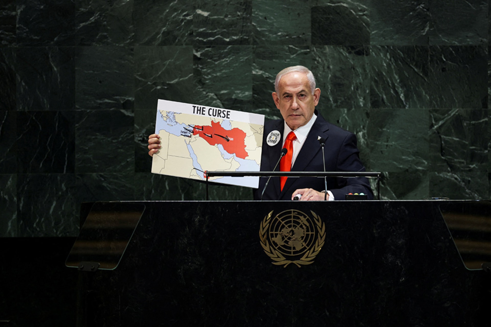 <p>Israeli Prime Minister Benjamin Netanyahu addresses the 80th United Nations General Assembly (UNGA) at U.N. headquarters in New York City, U.S., September 26, 2025.</p>