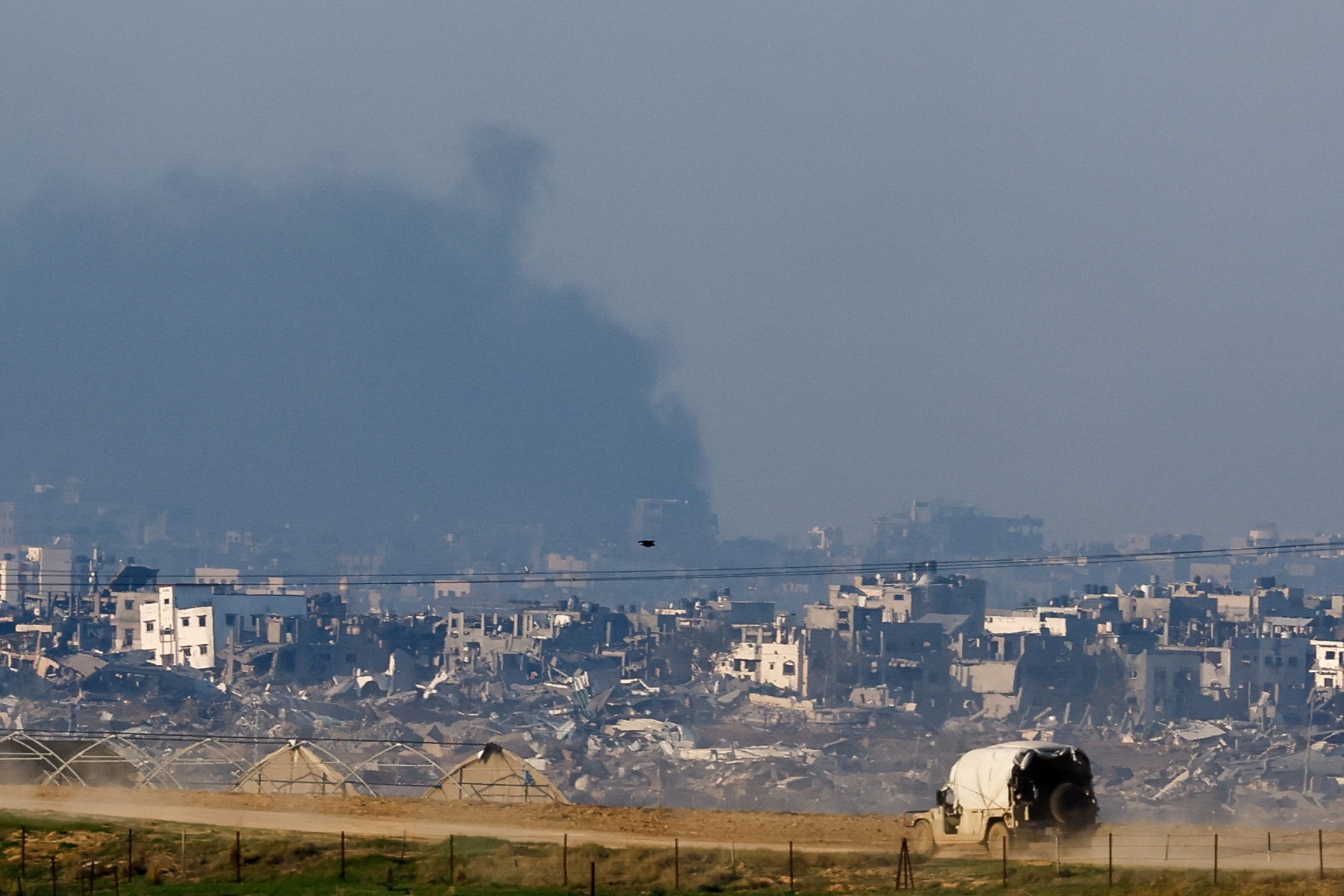 <p>Smoke rises in the Gaza Strip, amid the ongoing conflict between Israel and the Palestinian Islamist group Hamas, as seen from southern Israel.</p>

