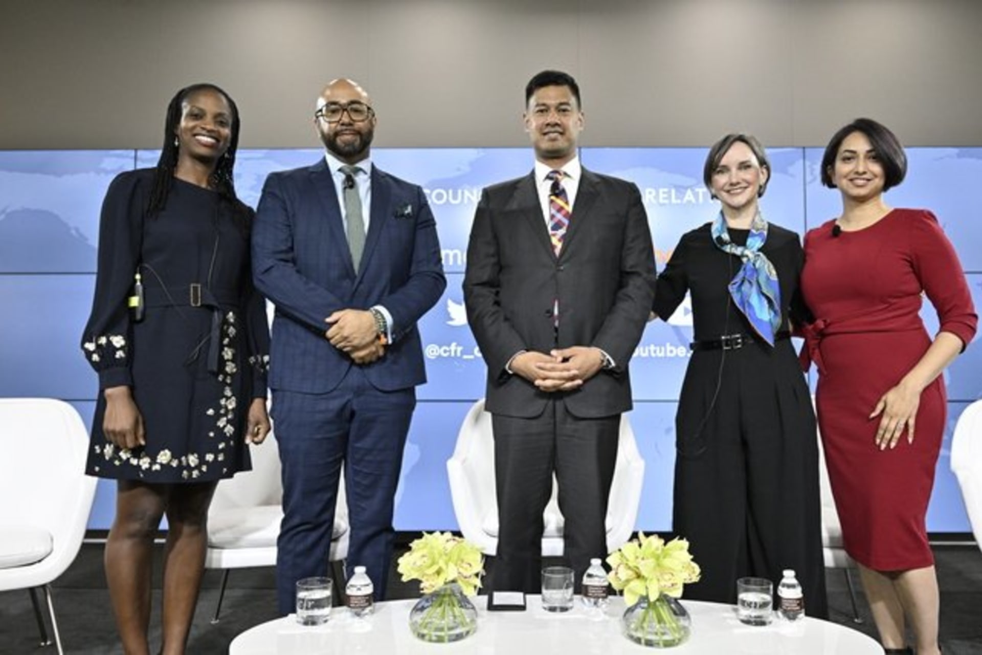 <p>Practice Head of Eurasia Group Amaka Anku, U.S. Foreign Policy Deputy Director of Open Society Foundations Alex T. Johnson, Senior Associate and Freeman Chair in China Studies for the Center for Strategic and International Studies Ivan Kanapathy, Latin America Lead for Amazon Web Services Ana Janaina Nelson, and Chief Executive Officer of Avicenna Strategy Nayyera Haq discuss U.S. foreign policy priorities around the world at the 2022 Conference on Diversity in International Affairs.</p>
