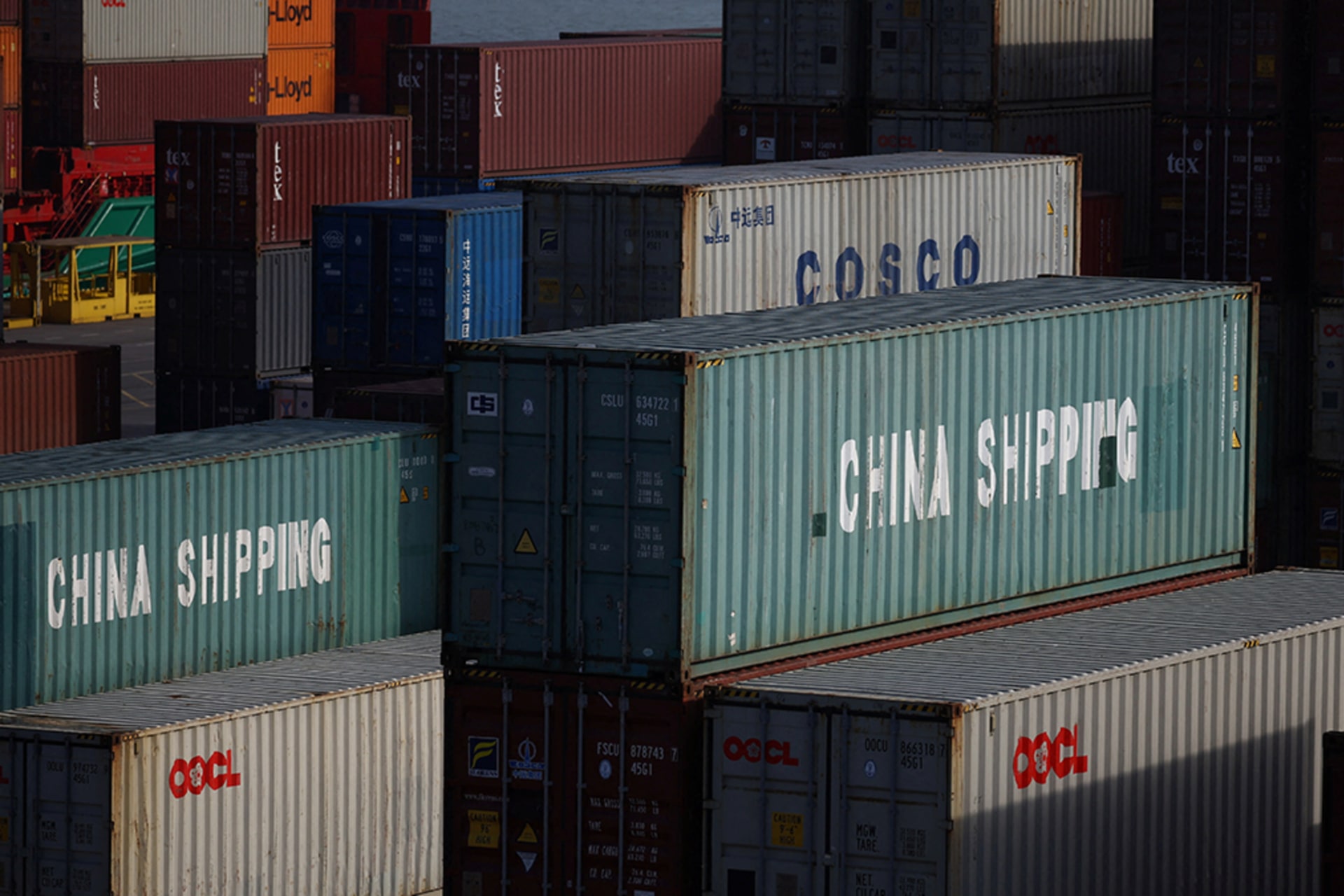 <p>China Shipping containers are stacked at the Hutchison Ports Gdynia (GTC Gdynia Container Terminal) in Gdynia, Poland, February 22, 2025.</p>
