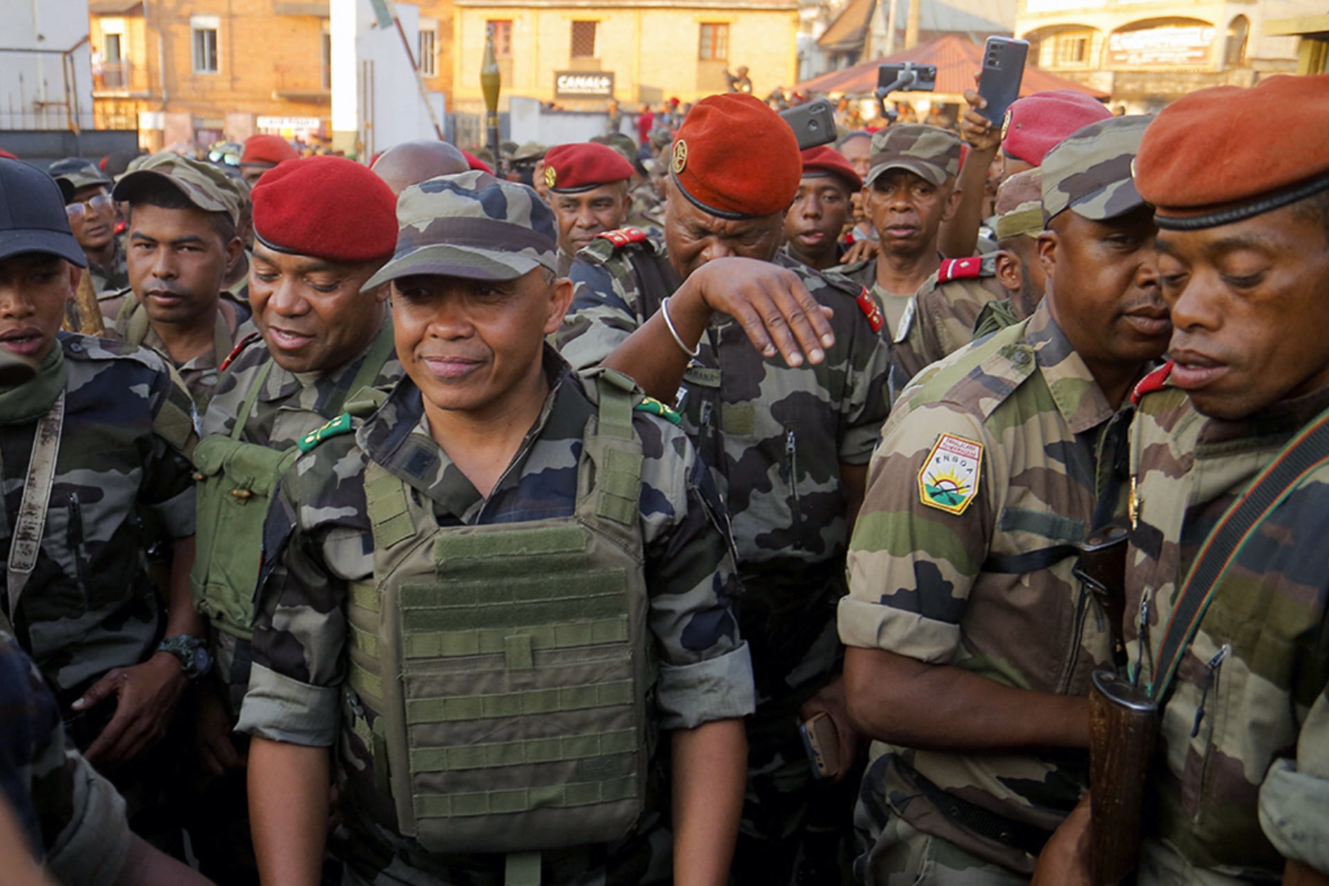 <p>Malagasy military base welcomes Colonel Michael Randrianirina after he says he takes power during a nationwide youth-led protest over frequent power outages and water shortages, in Antananarivo, Madagascar, October 14, 2025.</p>