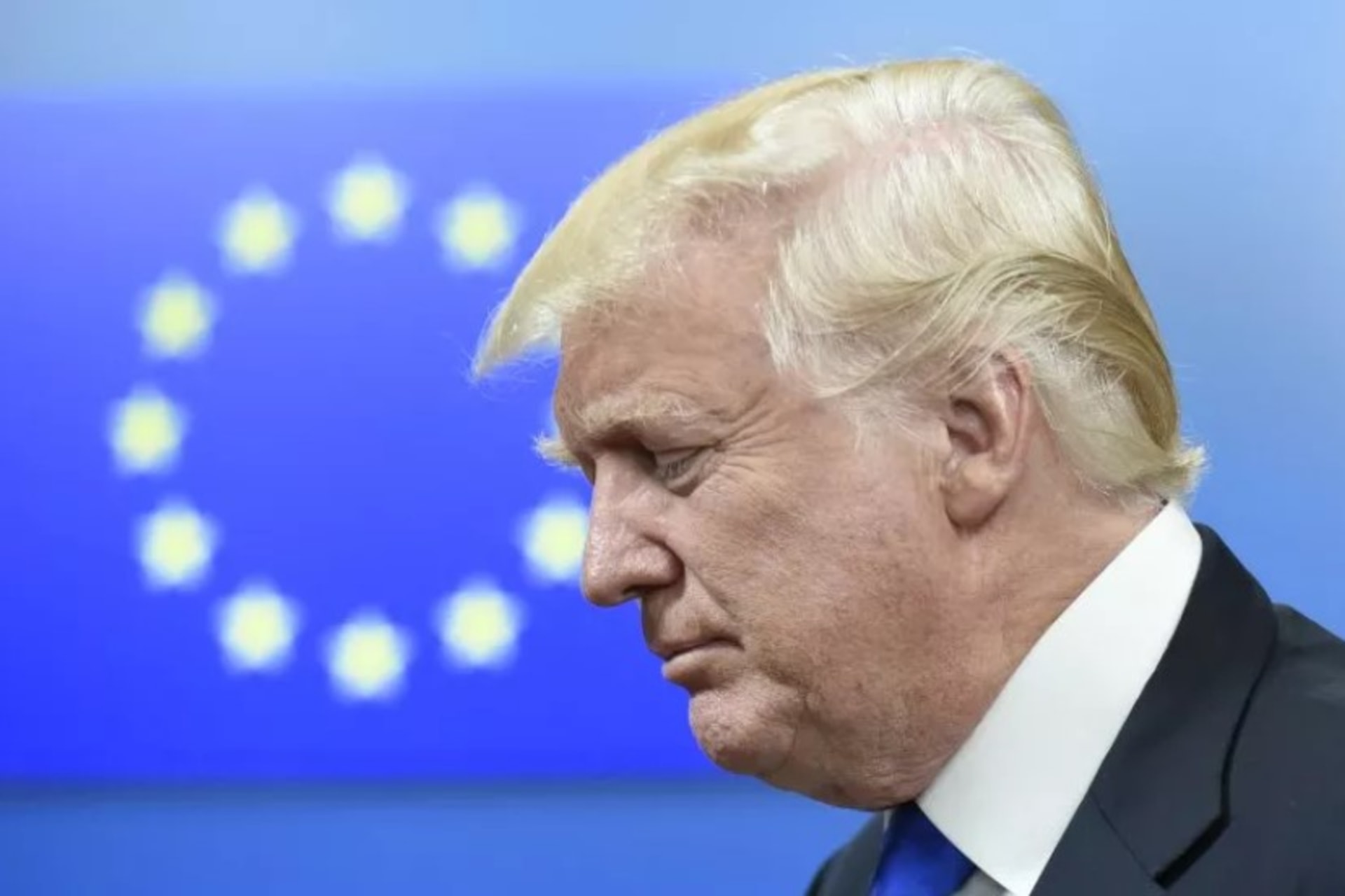 <p>President Donald Trump leaves after a meeting with European Union officials at EU headquarters in Brussels, on May 25, 2017.</p>
