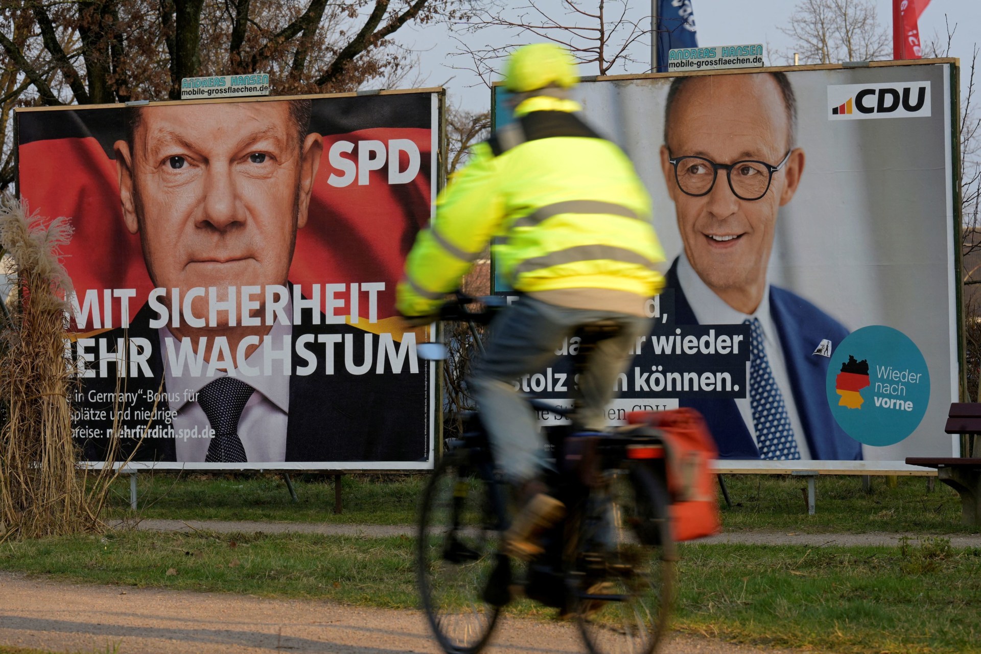<p>Election campaign posters near Hamburg, Germany, February 2025</p>
