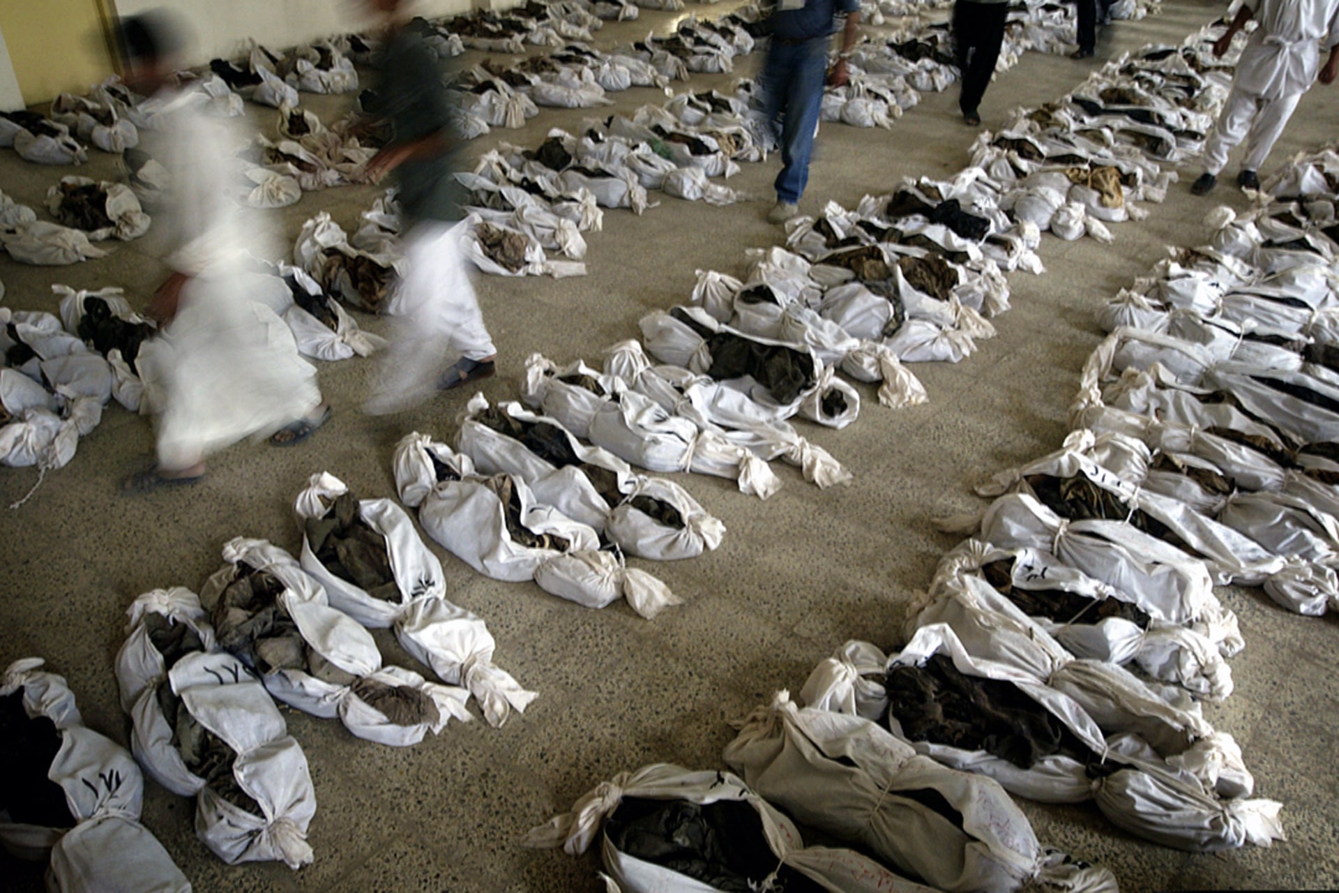 Bodies suspected to be Shias killed by Saddam’s regime are found in a mass grave in 2003. 
