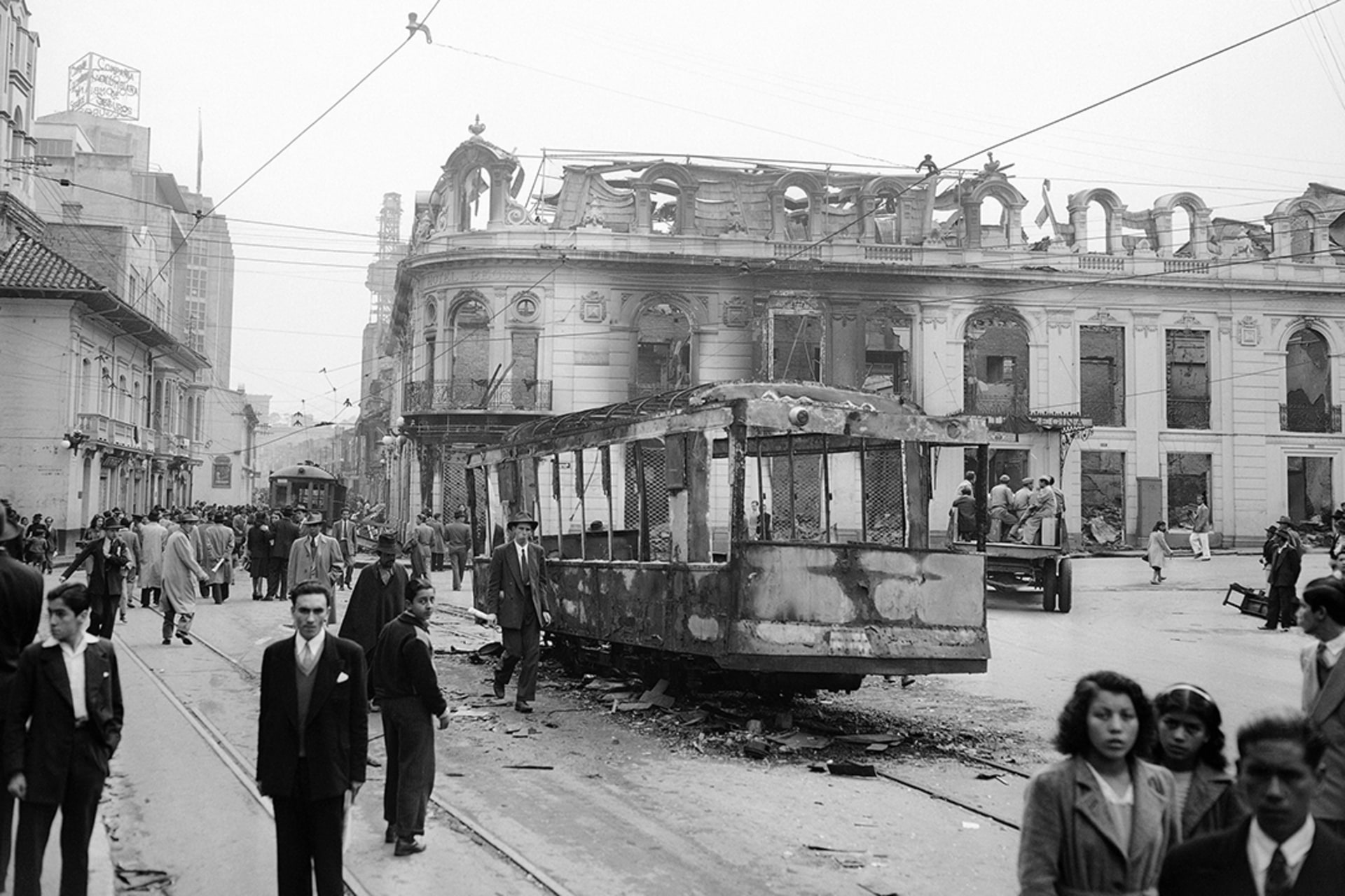 Downtown Bogotá is heavily damaged in the wake of the Bogotazo riots in April 1948. William J. Smith/AP Images