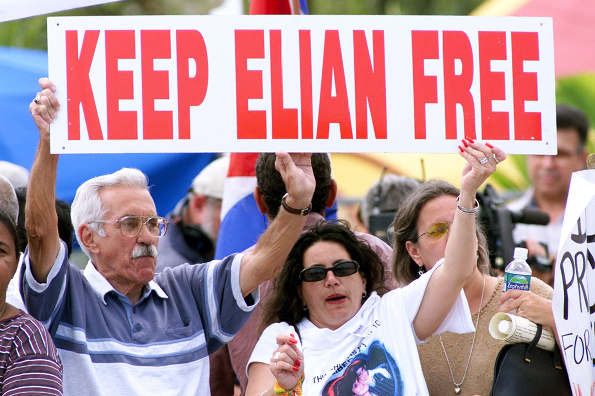 Cuban-American demonstrators protest in Miami, Florida, over the fate of Elian Gonzalez. Shaun Best/Reuters