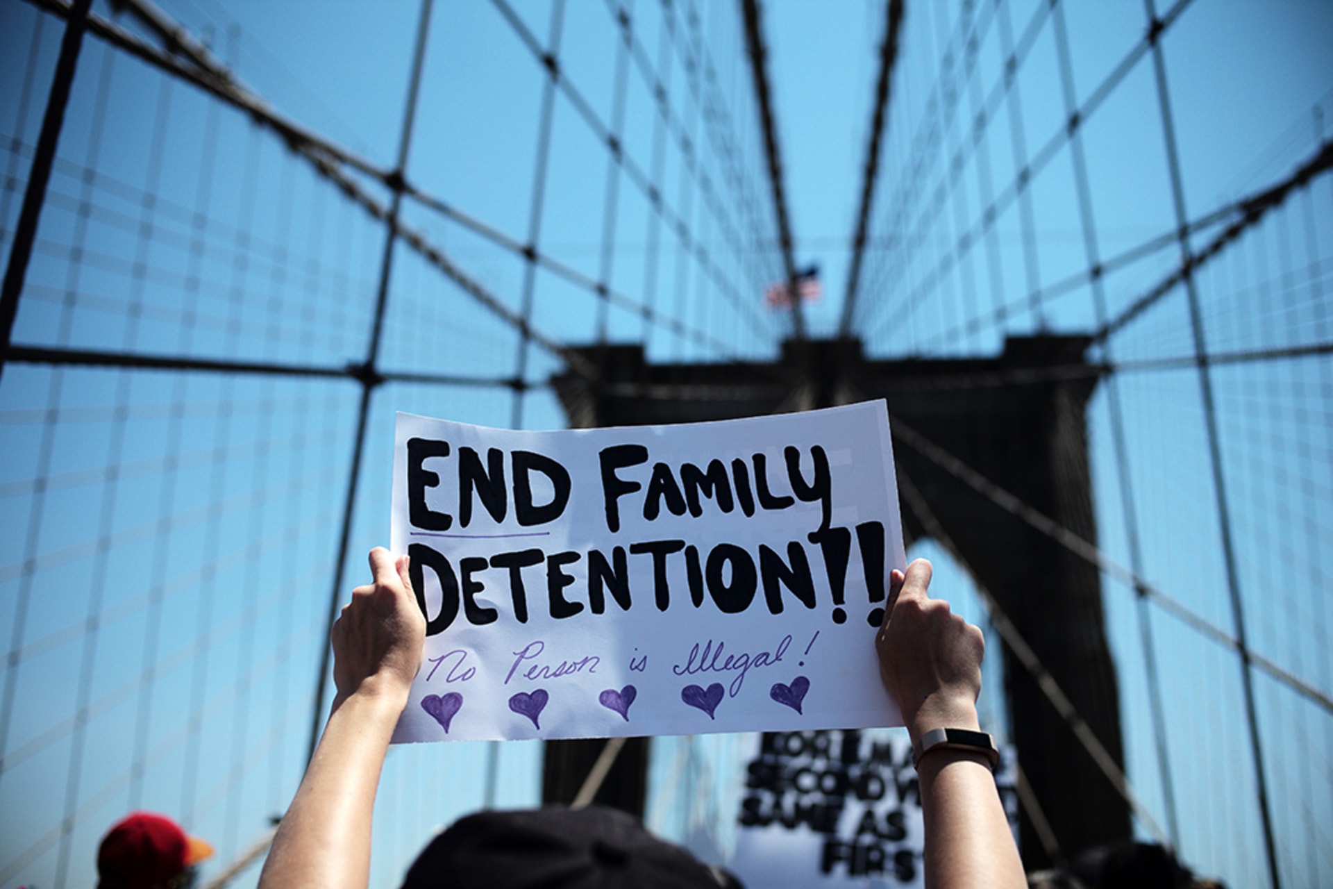 A protester attends a Families Belong Together rally in New York on June 30, 2018. Li Muzi/Xinhua/Getty Images