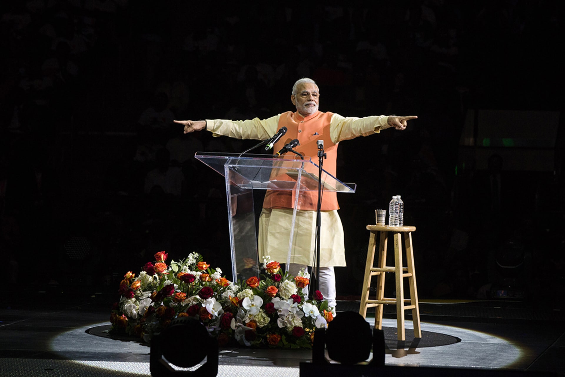 Prime Minister Modi speaking at Madison Square Garden in New York. Lucas Jackson/Reuters