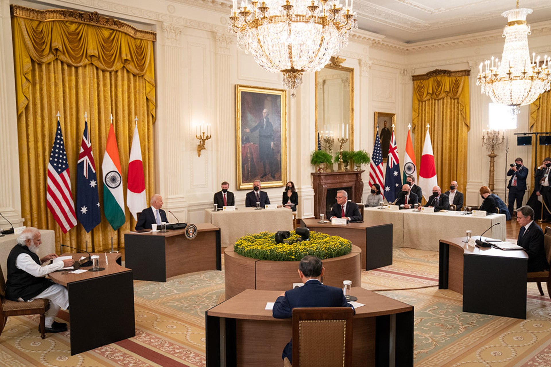 Leaders of the Quadrilateral Security Dialogue meet in the White House. Sarahbeth Maney-Pool/Getty Images