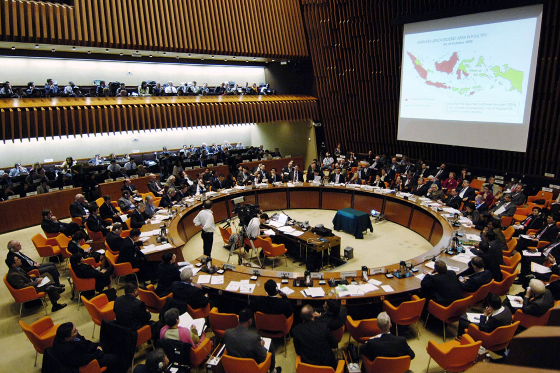 The World Health Organization leads a global meeting on influenza at its headquarters in Geneva in November 2005. Denis Balibouse/Reuters