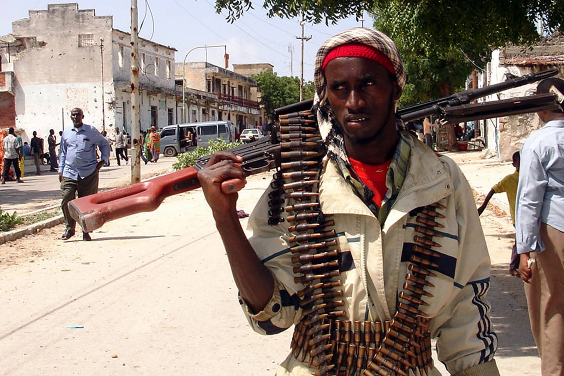 ICU security forces patrol the streets of Mogadishu. 
