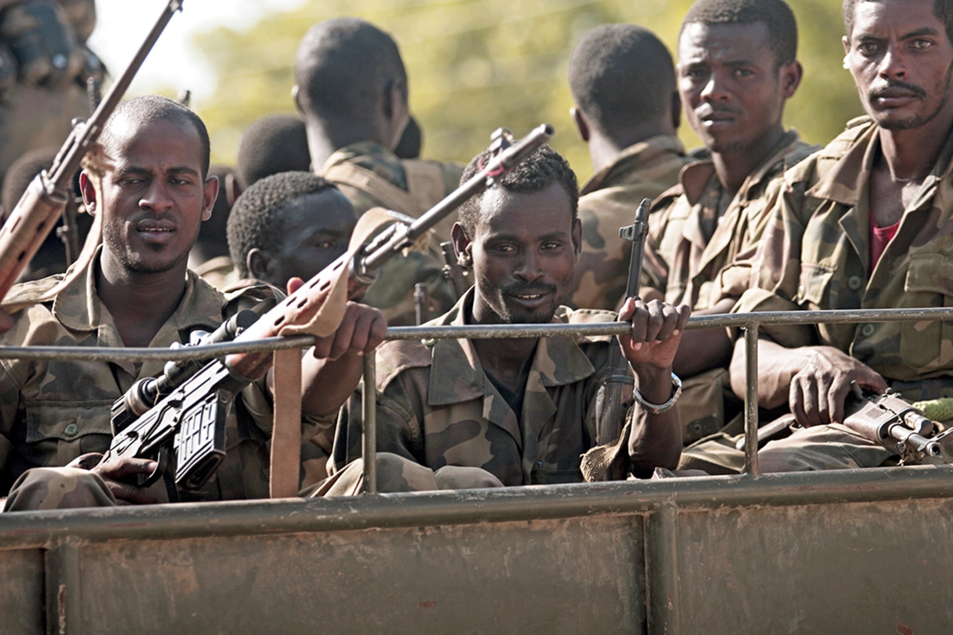 Ethiopian troops ride on a military truck in Mogadishu. Sahal Abdulle/Reuters