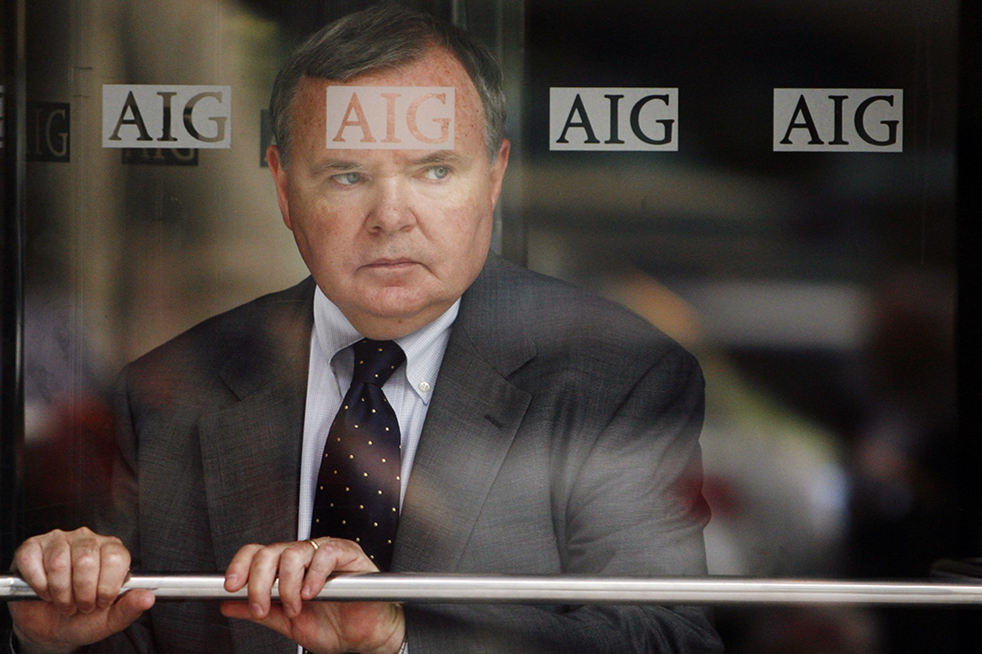 An employee at the AIG offices on September 16, 2008, as its bailout is being prepared. 