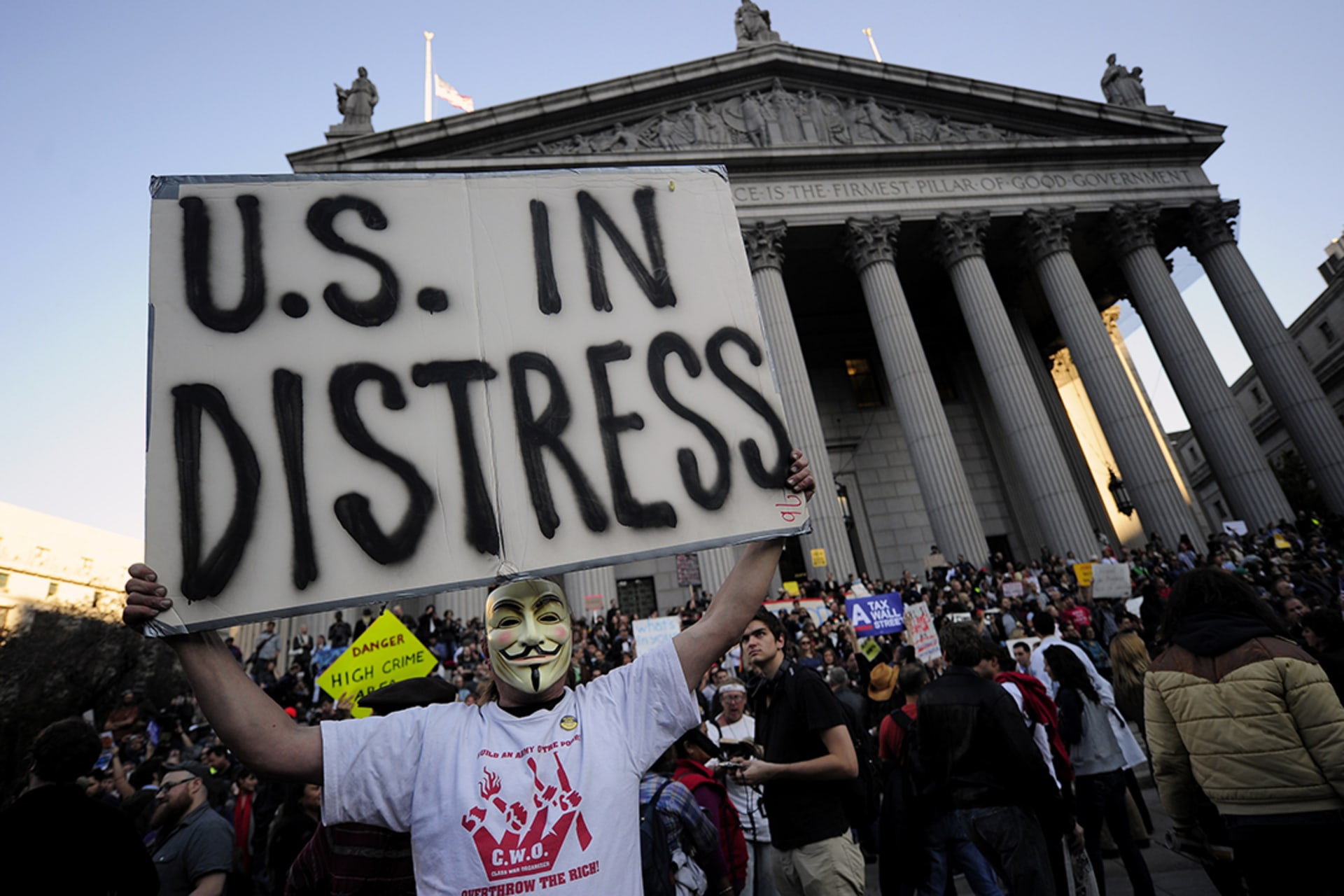 Occupy Wall Street protesters demonstrating near their encampment in lower Manhattan in October 2011.