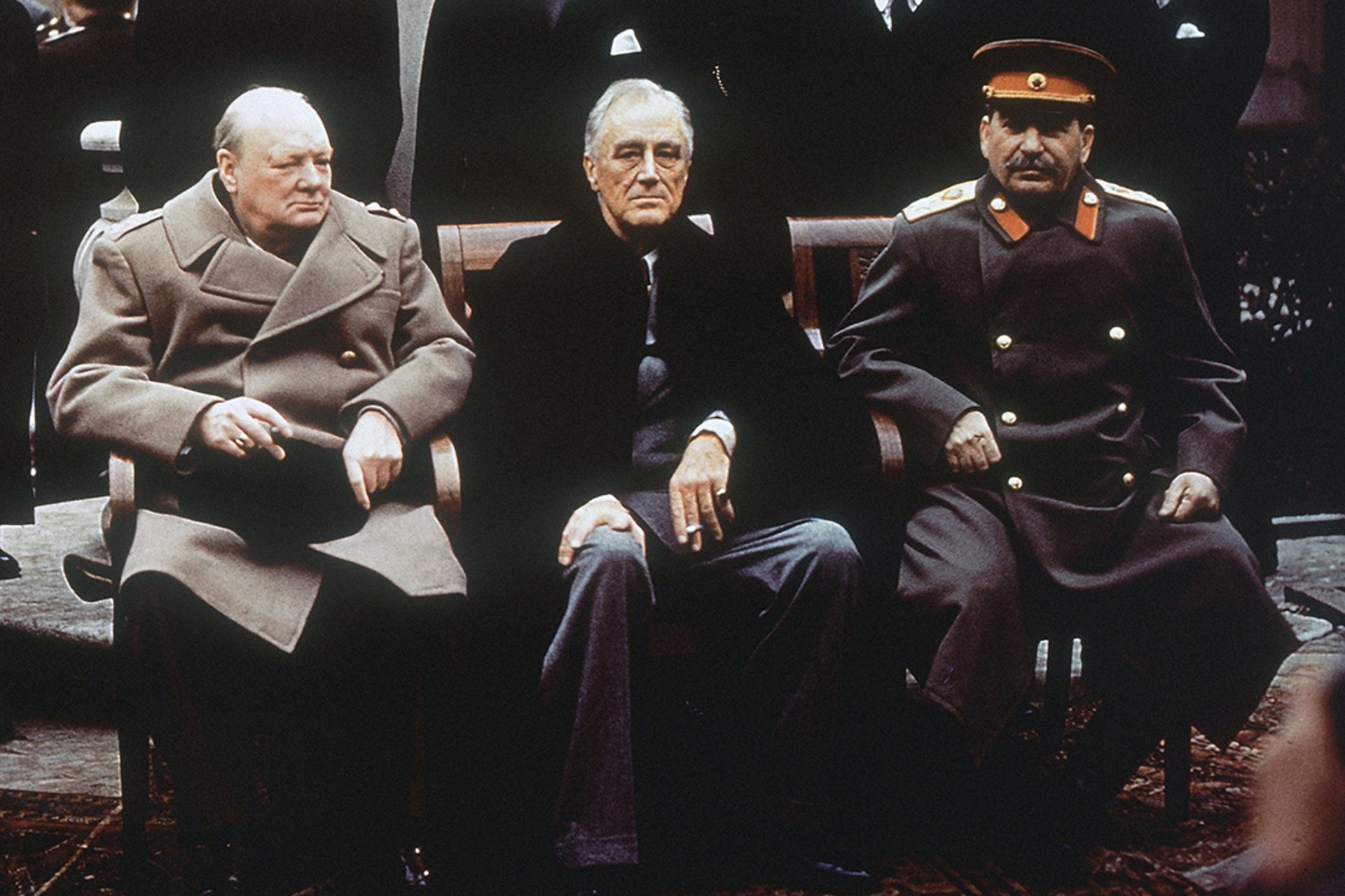 Churchill, Roosevelt, and Stalin at the Yalta Conference. 
