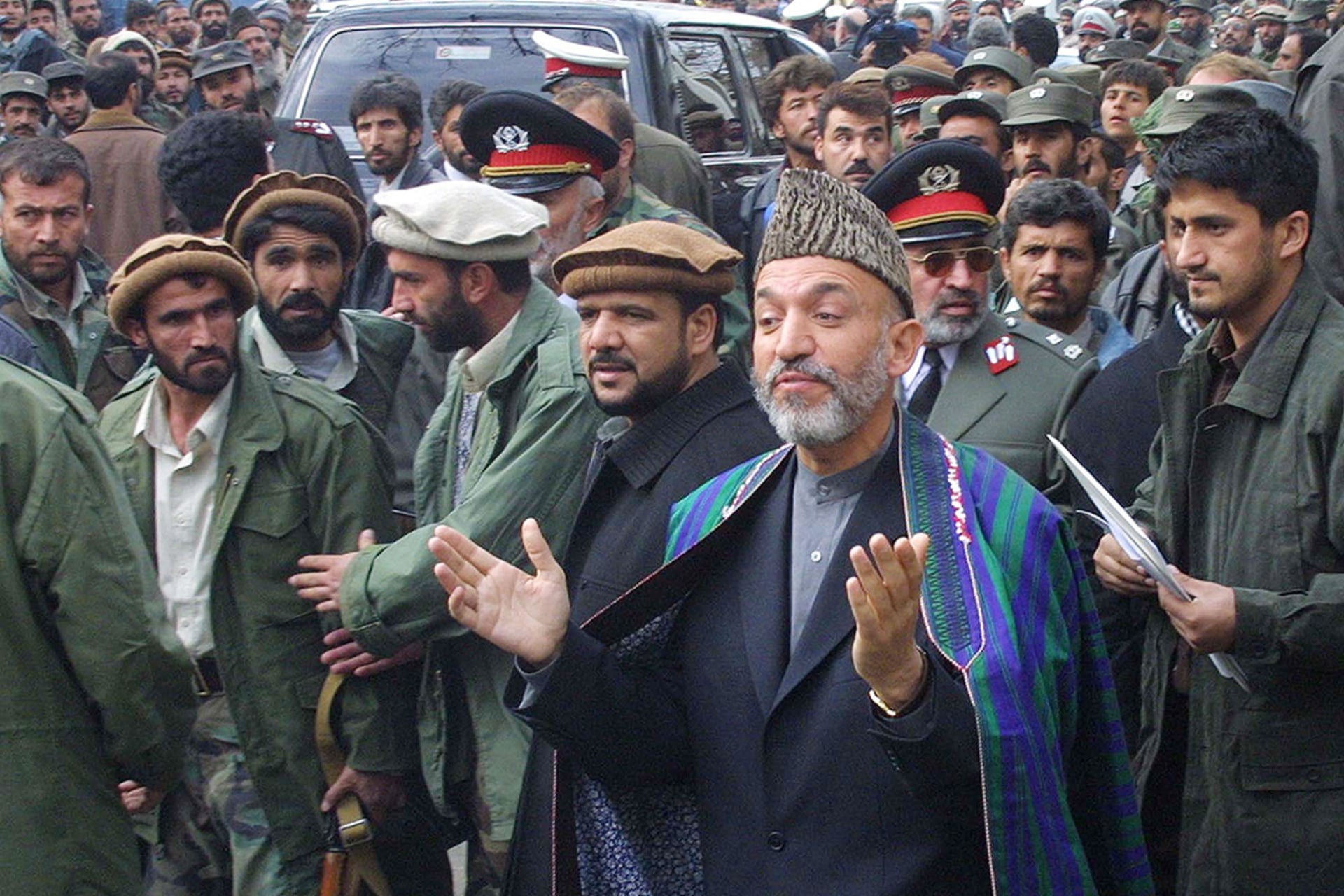Hamid Karzai in Kabul, Afghanistan, 2001. 
