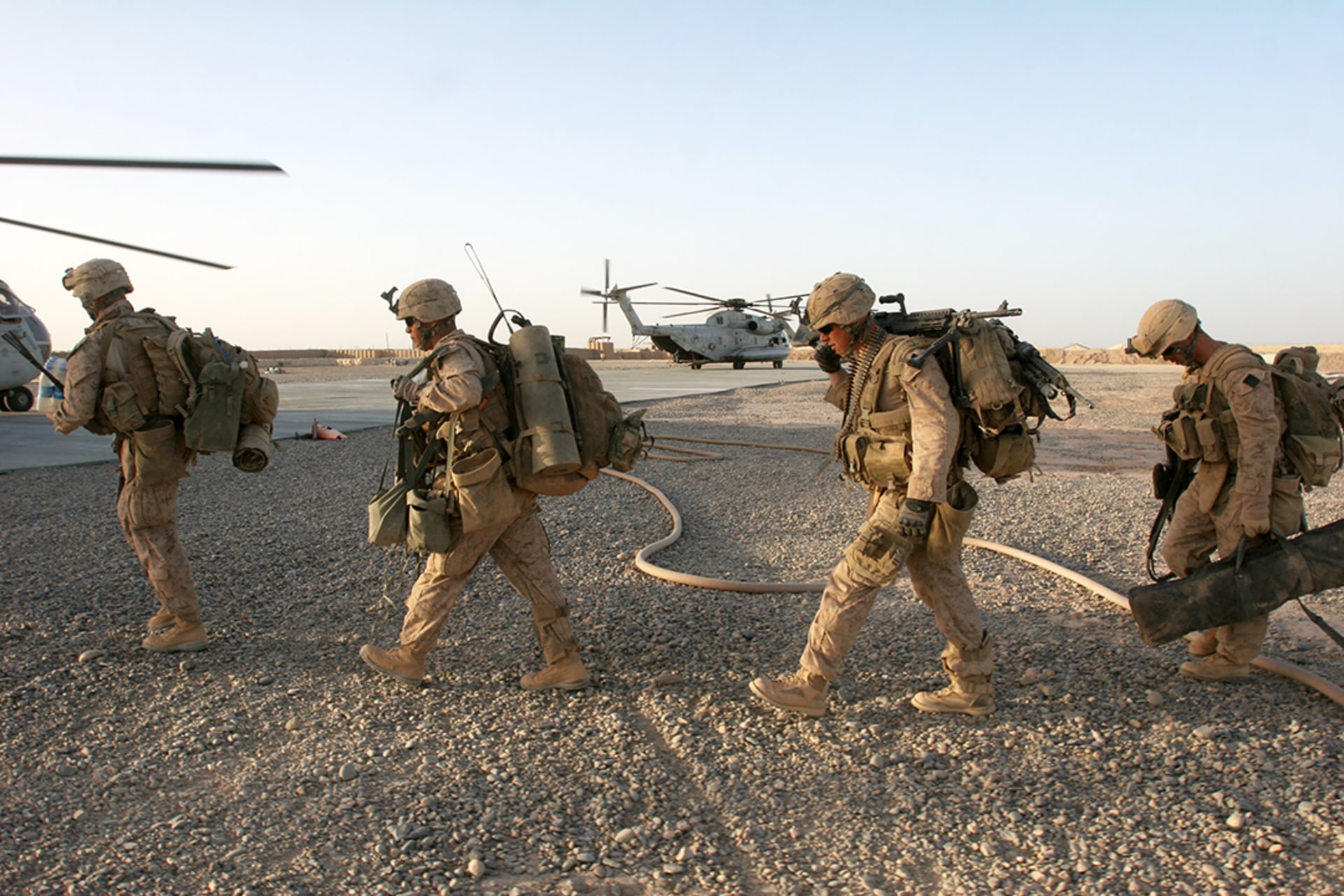 U.S. Marines in Dwyer, Afghanistan, July 2009.
