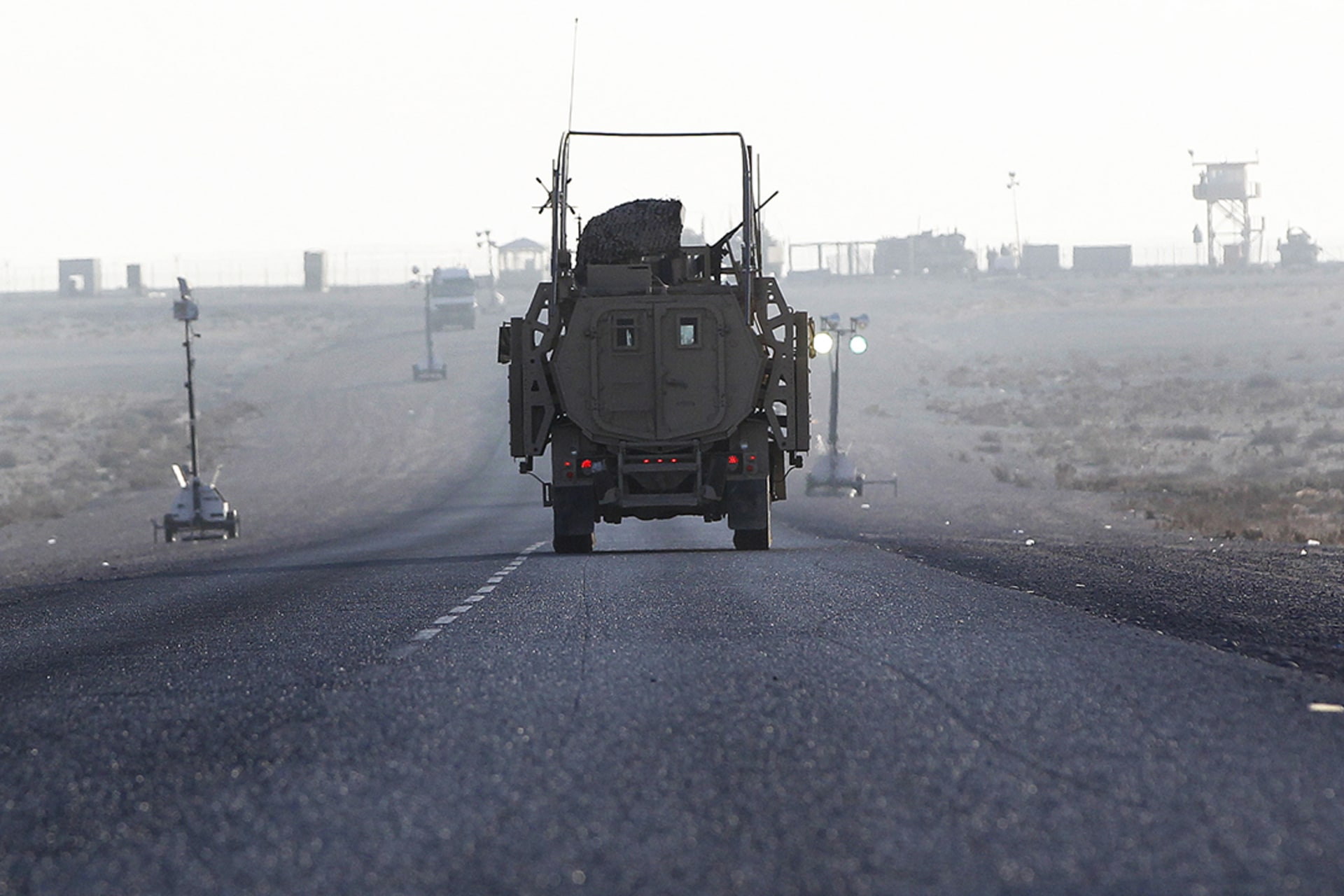 The last U.S. Army convoy crosses into Kuwait from Iraq on December 18, 2011.