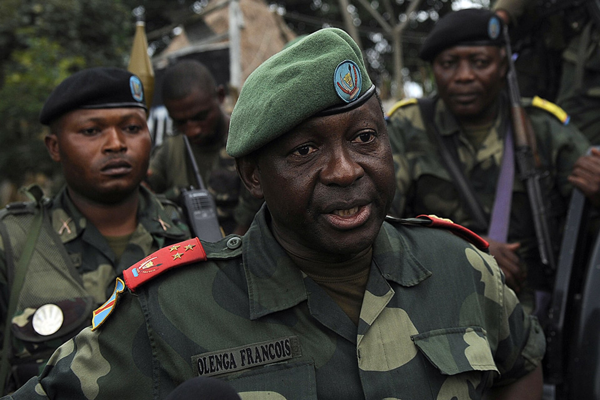 Colonel François Olenga is seen with his troops near their base in the town of Minova in the eastern Congo. Tony Karumba/AFP/Getty Images