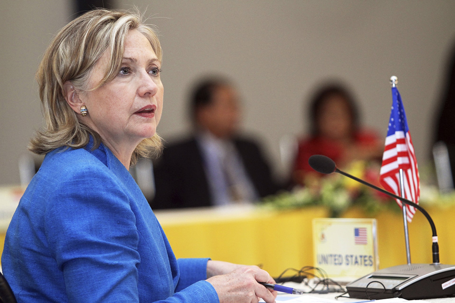 Former U.S. Secretary of State Hillary Clinton attends the U.S.-ASEAN Ministerial Meeting in Hanoi on July 22, 2010. Na Son-Nguyen/Reuters