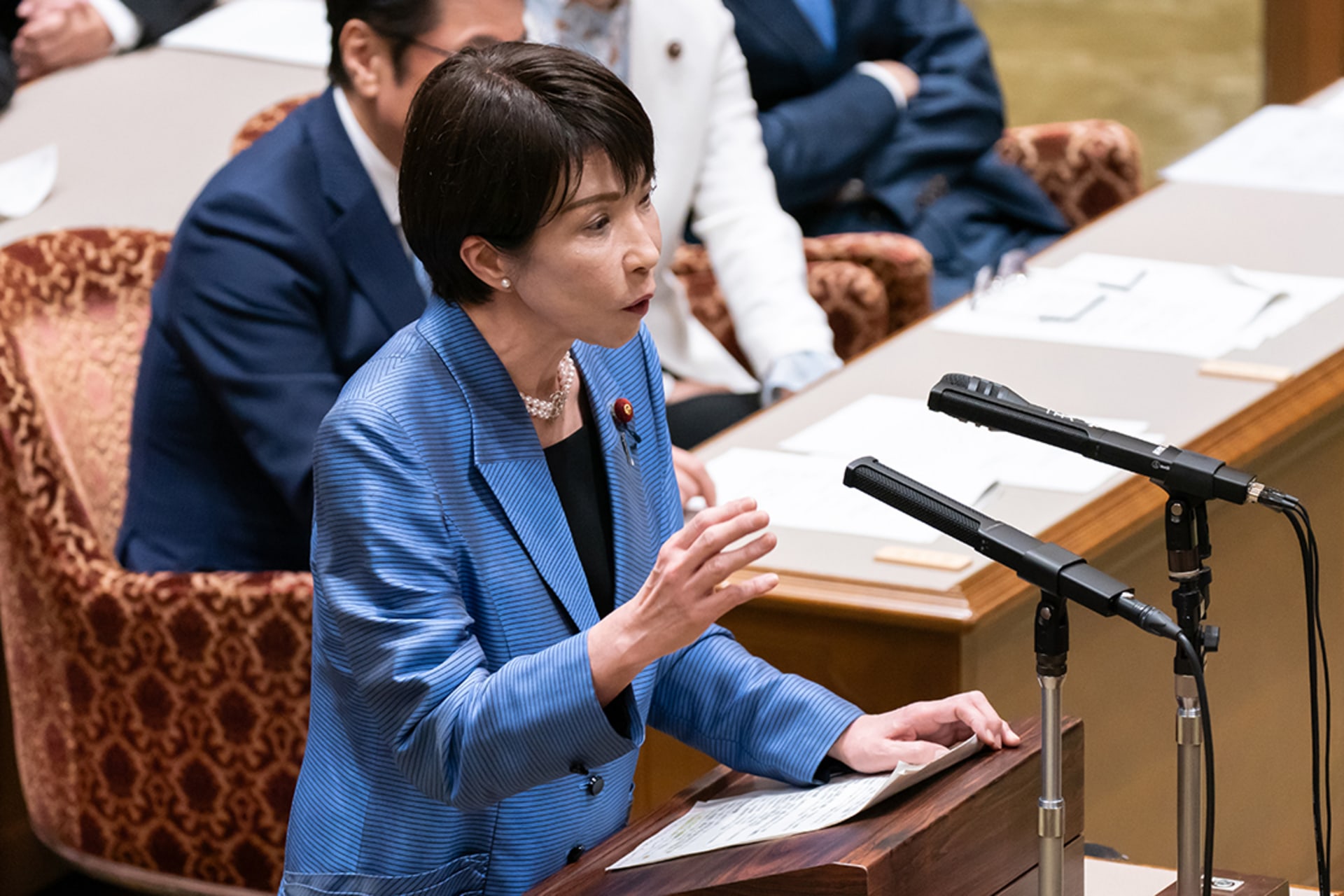 Japanese Prime Minister Takaichi Sanae speaks during a debate between party leaders in Tokyo, Japan, November 26, 2025. Tomohiro Ohsumi/Getty Images