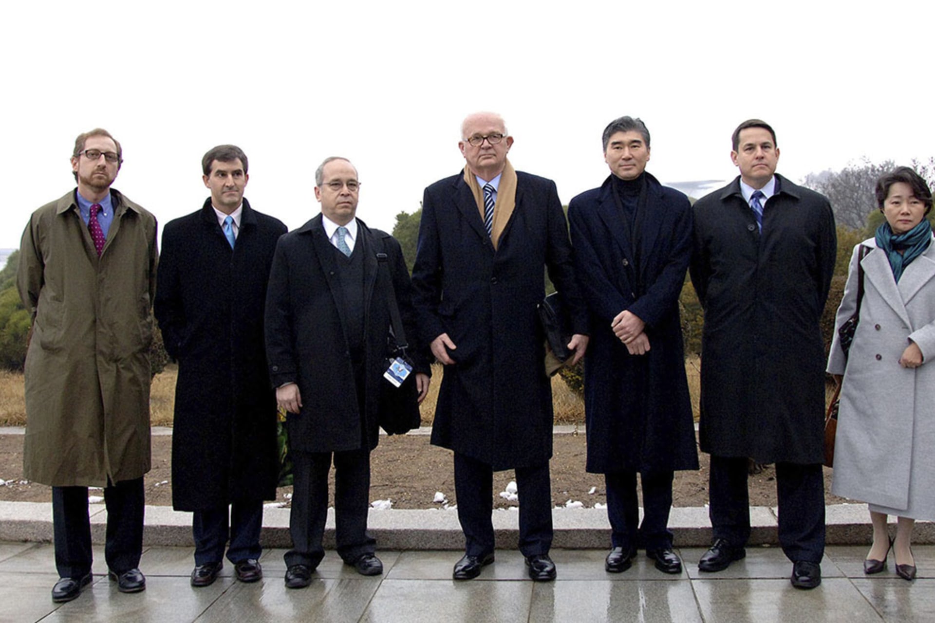 A U.S. delegation arrives in Pyongyang in December 2009. KCNA/Reuters